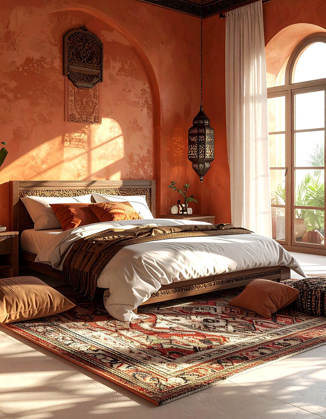 Moroccan lantern for patterned shadows - 30 bedroom ambient lighting ideas