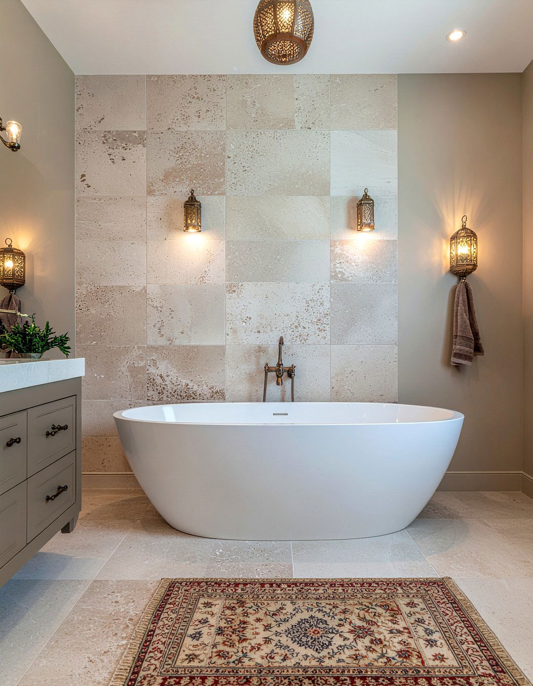 Moroccan limestone tile - 30 limestone tile bathroom ideas