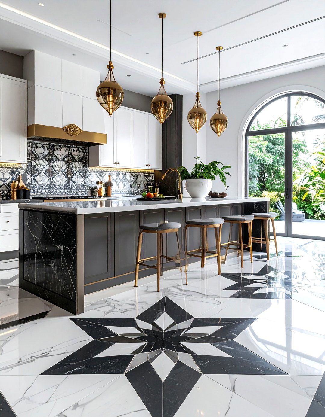 Moroccan star and cross tile - 30 patterned floor kitchen ideas