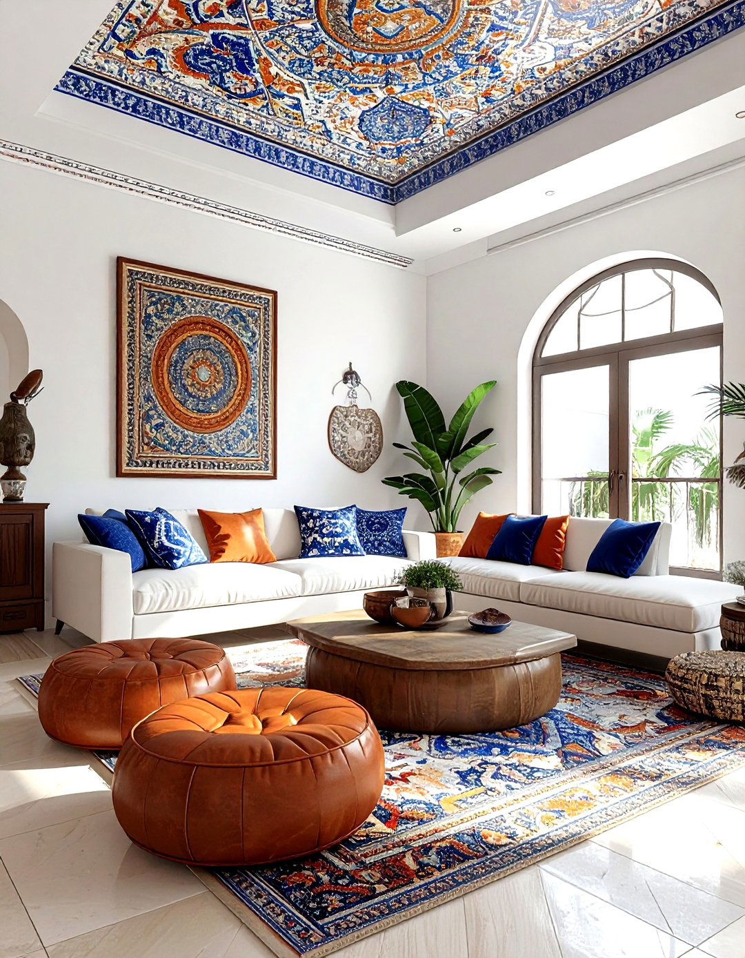 Moroccan tile ceiling wallpaper - 30 living room ceiling wallpapers