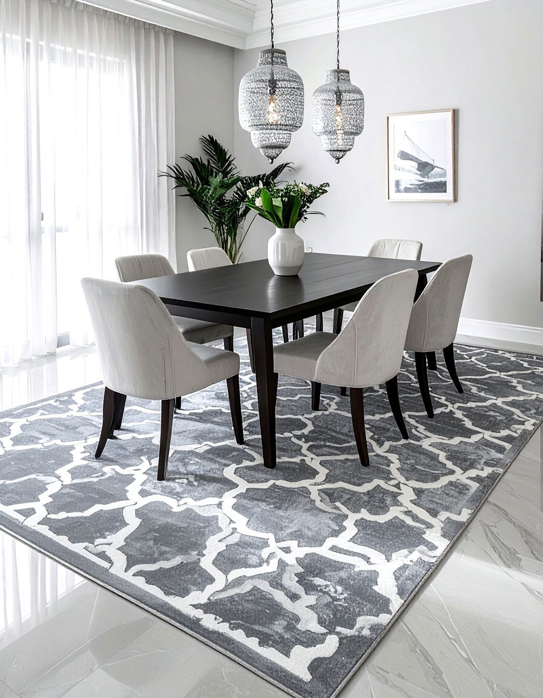 Moroccan trellice dining rug - 30 dining room rug ideas