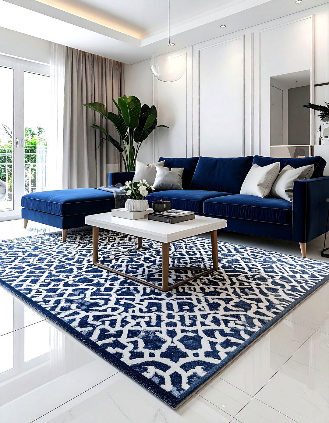 Moroccan trellis carpet - 30 living room carpet ideas
