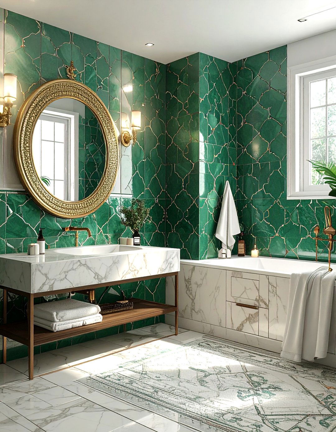 Moroccan zellige bathroom wall tile - 30 patterned tile bathroom ideas
