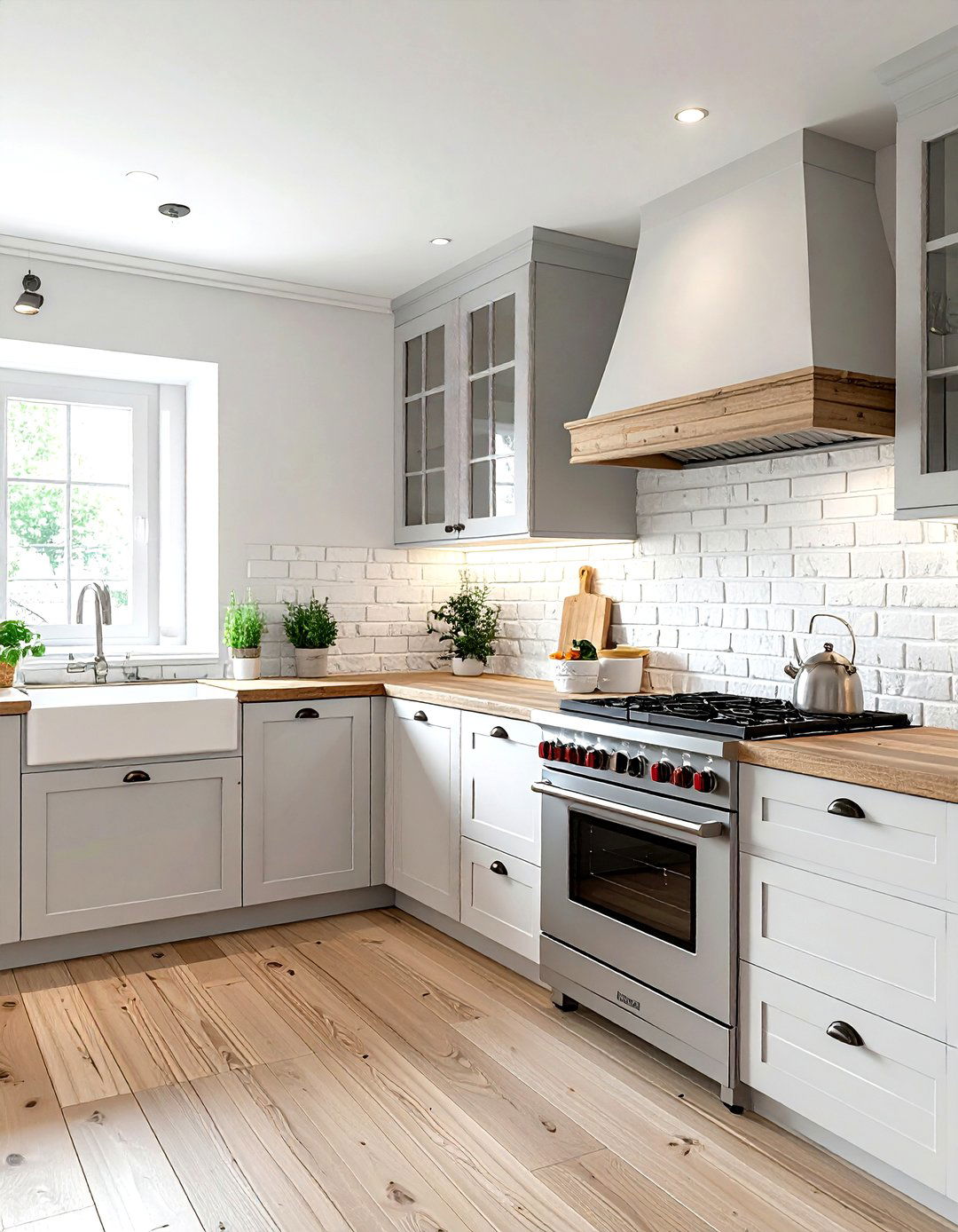 Mortar Wash Brick Backsplash - 30 French country kitchen ideas