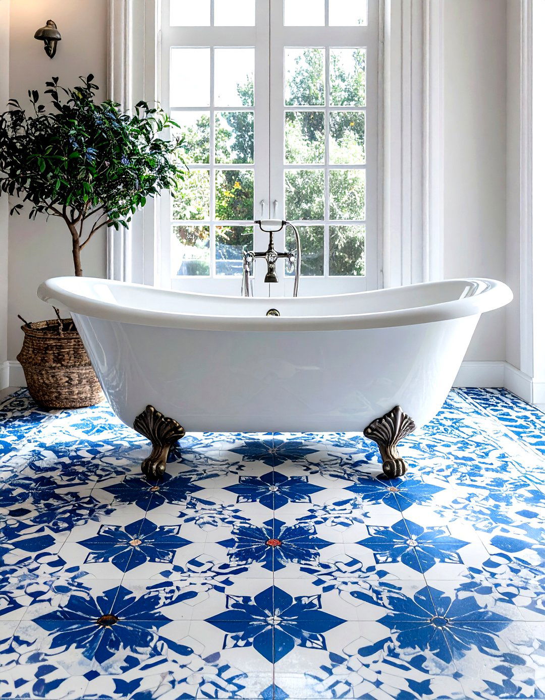 Mosaic Floor Tile - 30 Moroccan bathroom ideas