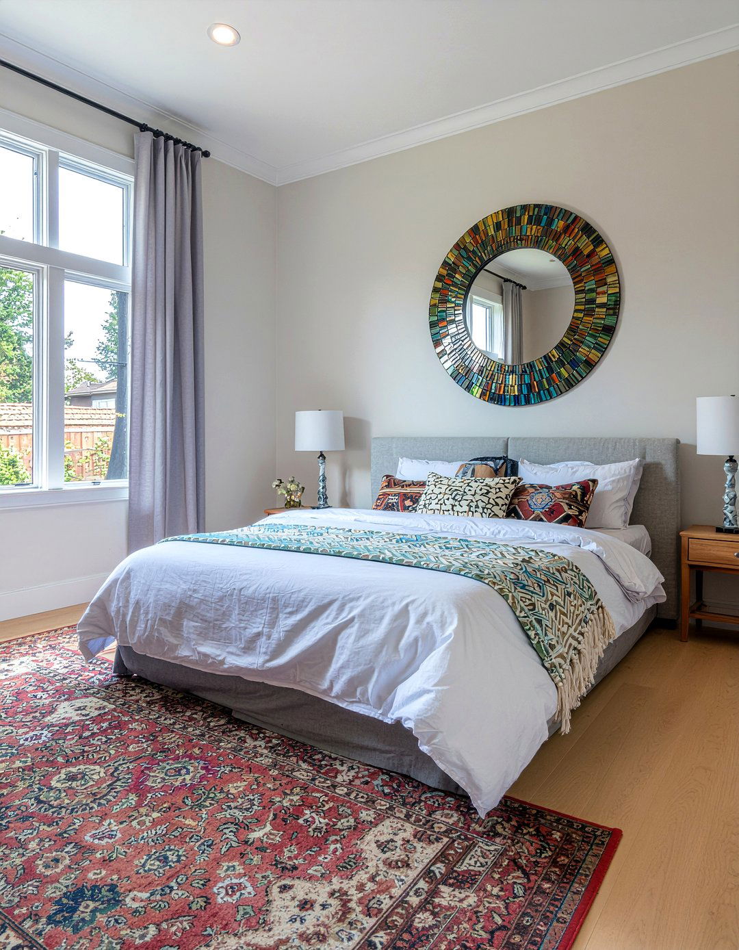 Mosaic Frame Round Mirror - 30 bedroom round mirrors