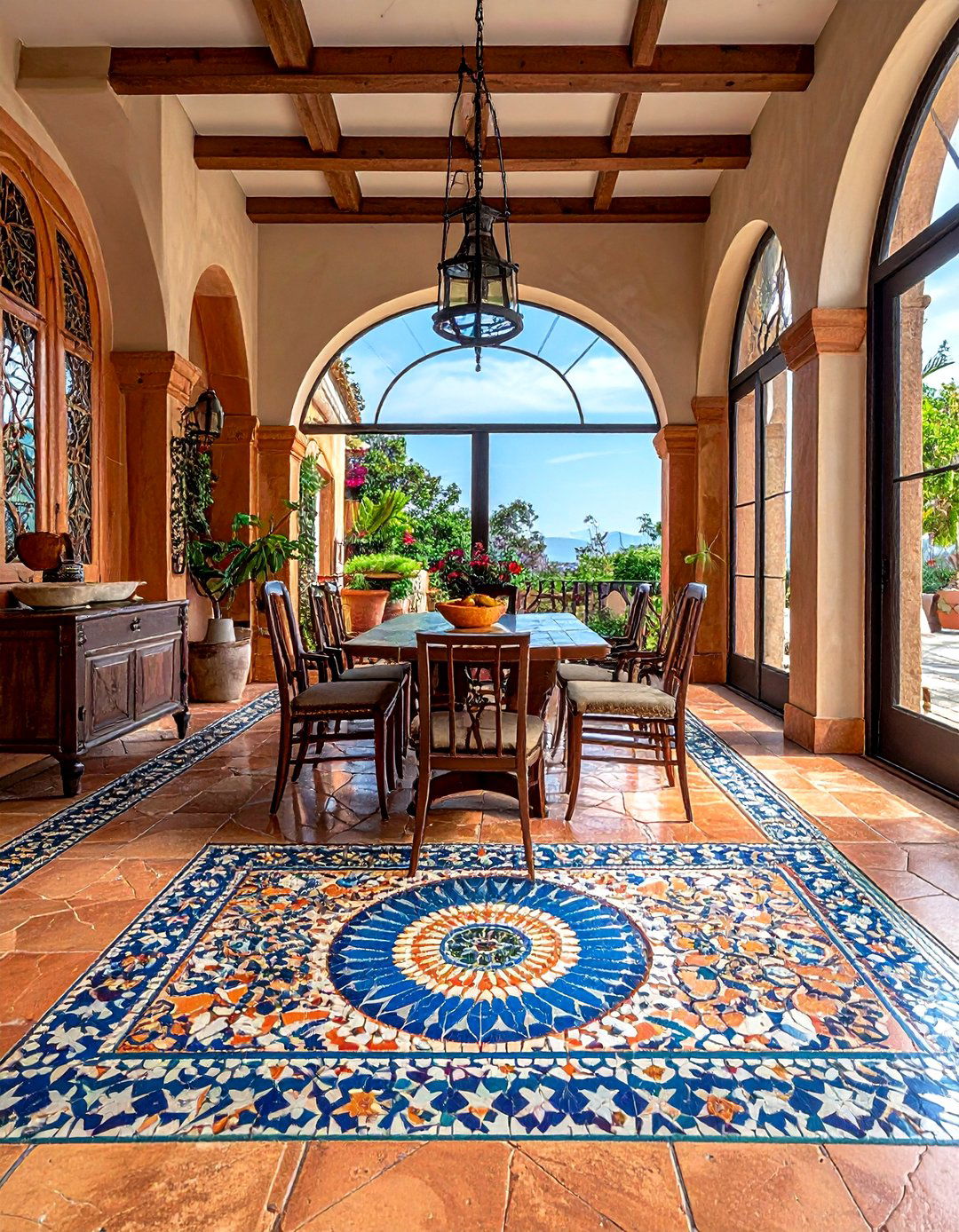 Mosaic Tile Inlay - 30 Tuscan dining room ideas