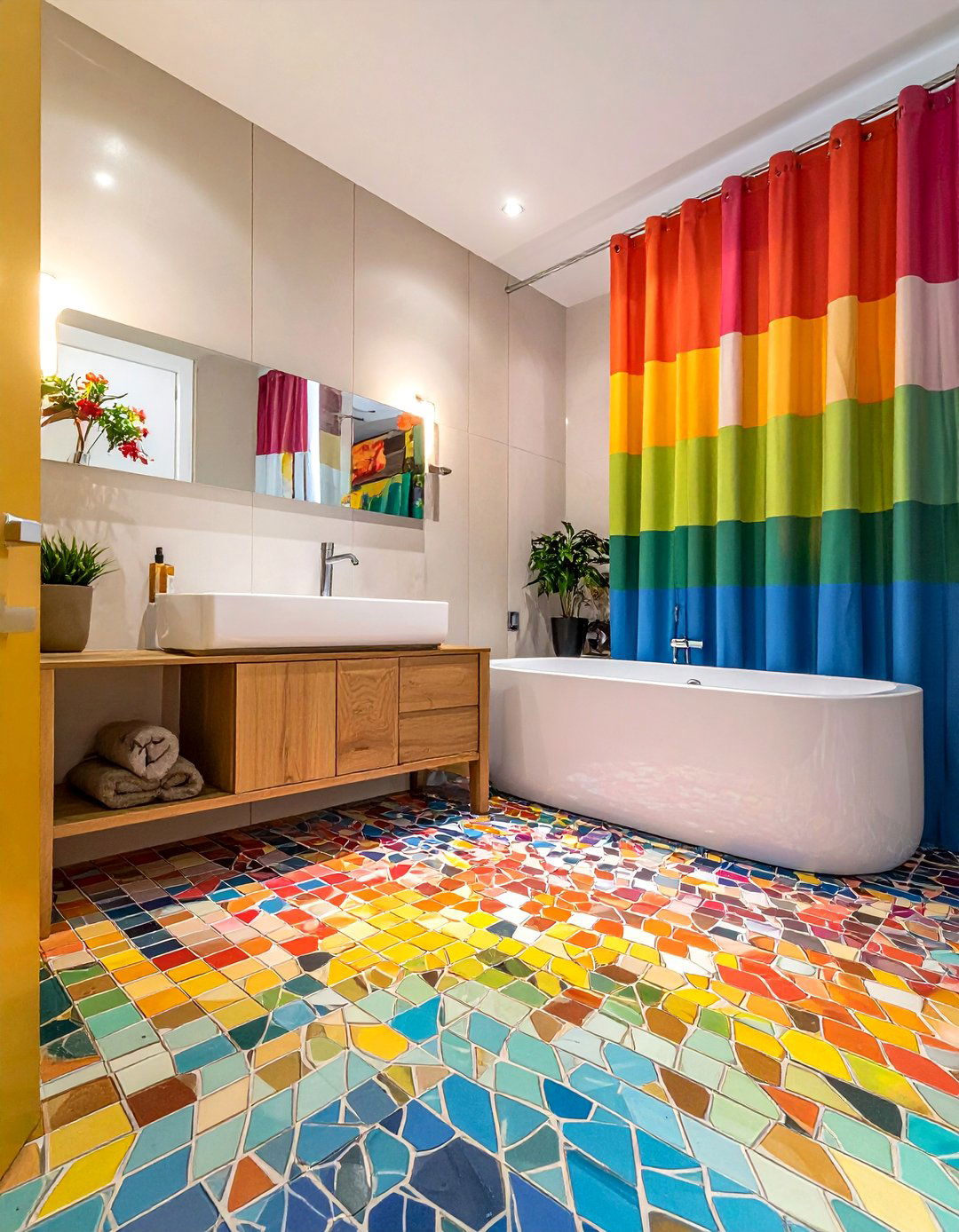 Mosaic Tile Vinyl - 30 bathroom vinyl flooring ideas