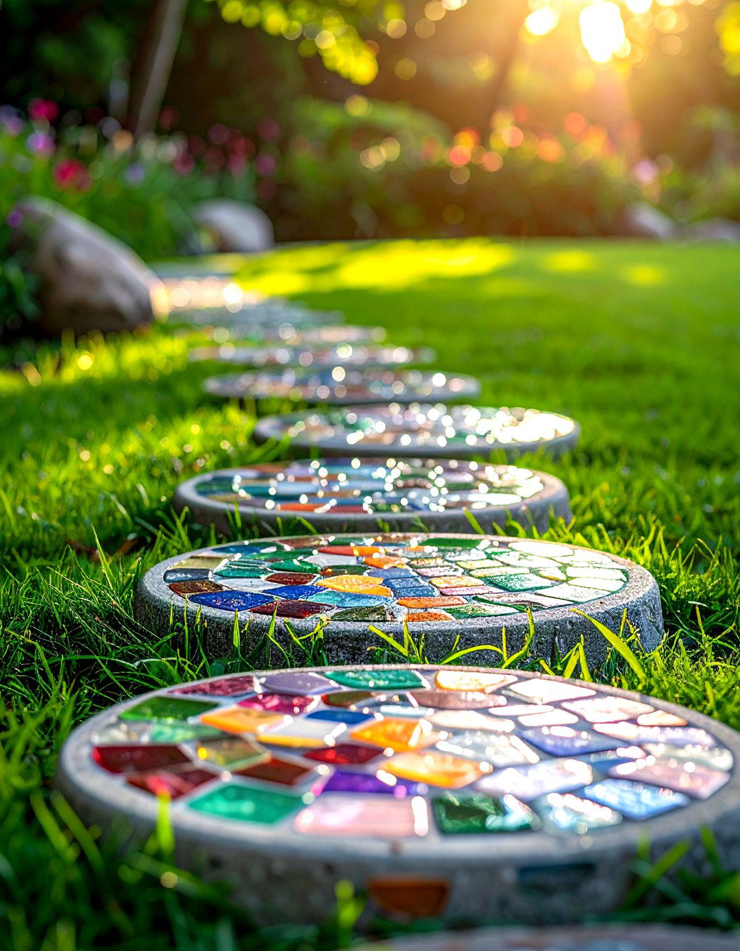 Mosaic stepping stones - 30 garden decor ideas