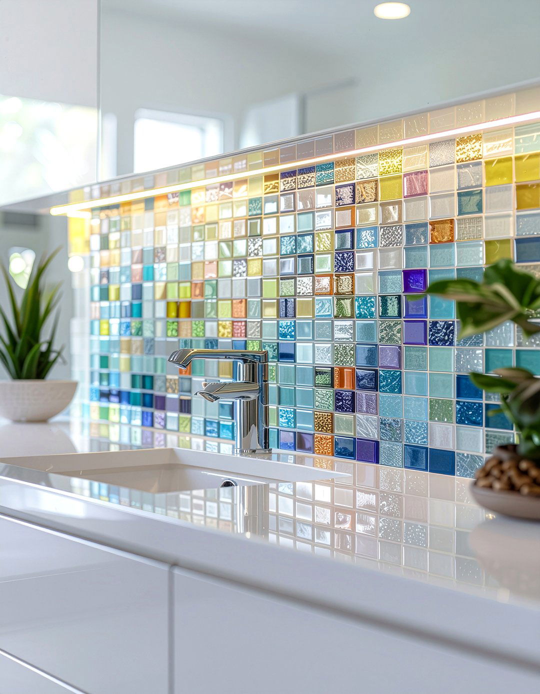 Mosaic tile backsplash - 30 bathroom handmade ideas