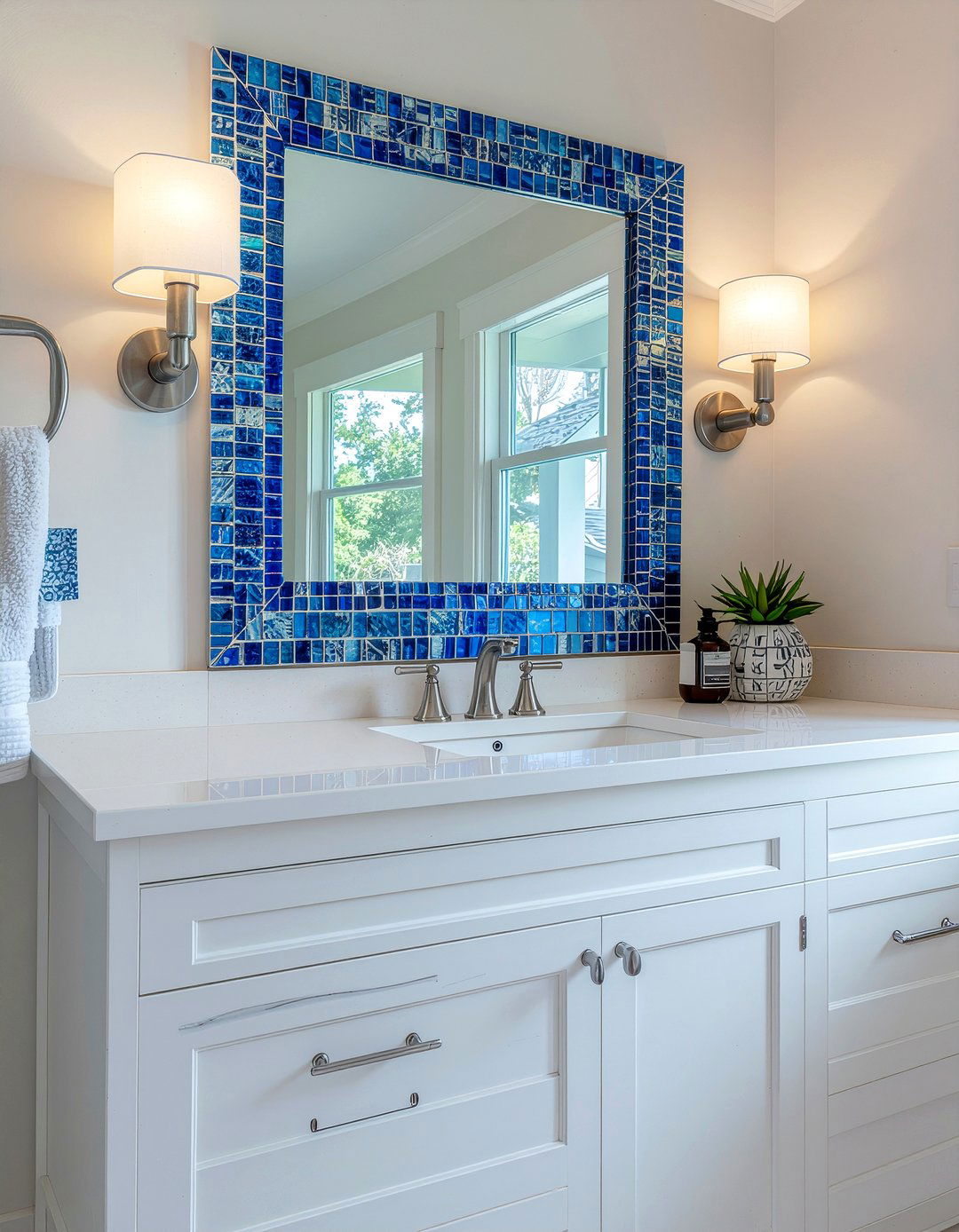 Mosaic tile border mirror - 30 bathroom mirror statement ideas