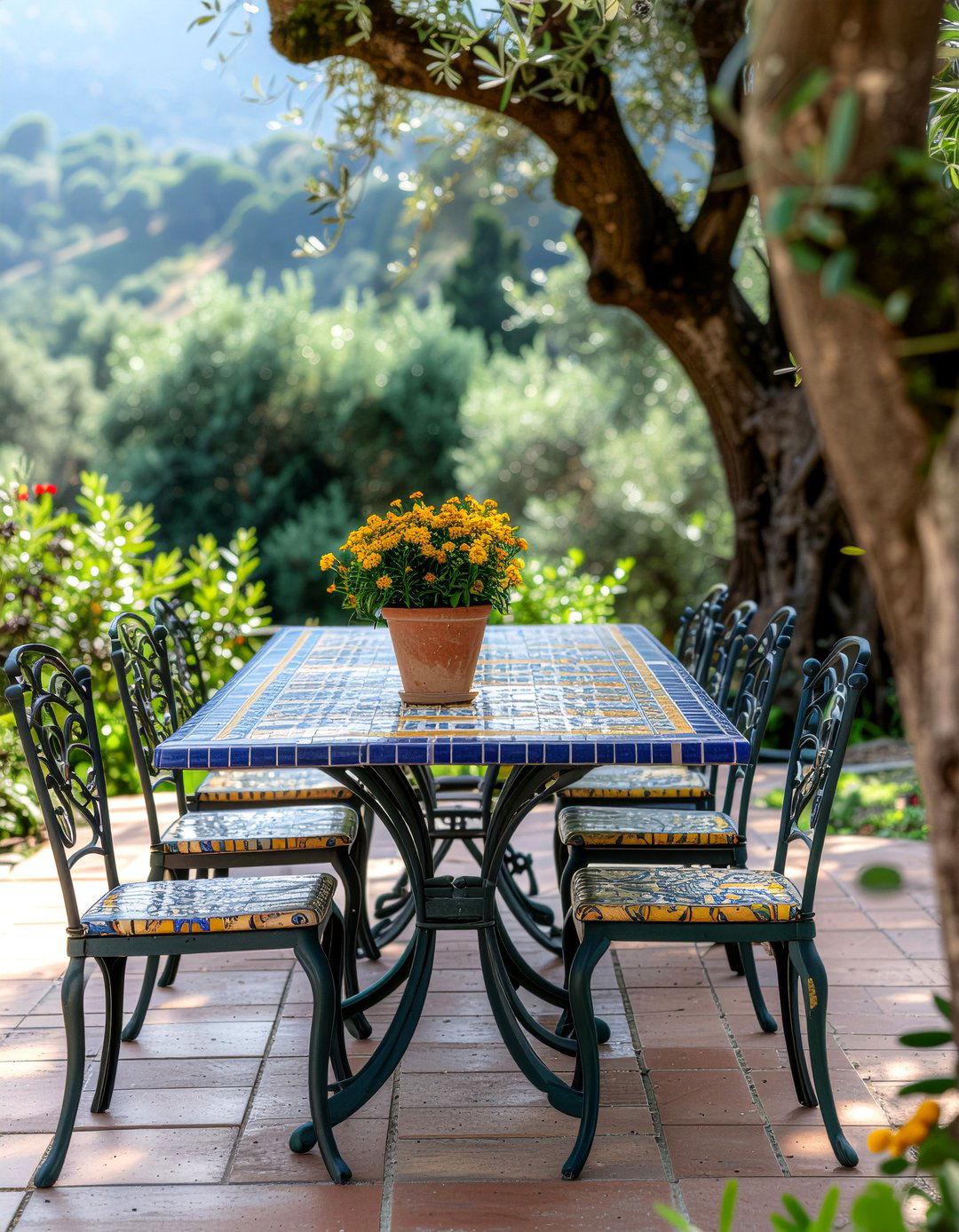 Mosaic tile patio table - 30 outdoor dining table ideas