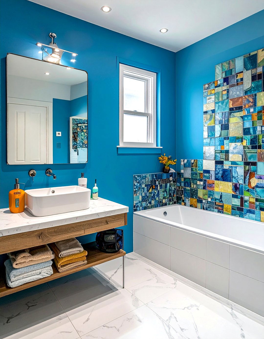 Mosaic tile window film - 30 bathroom window film ideas