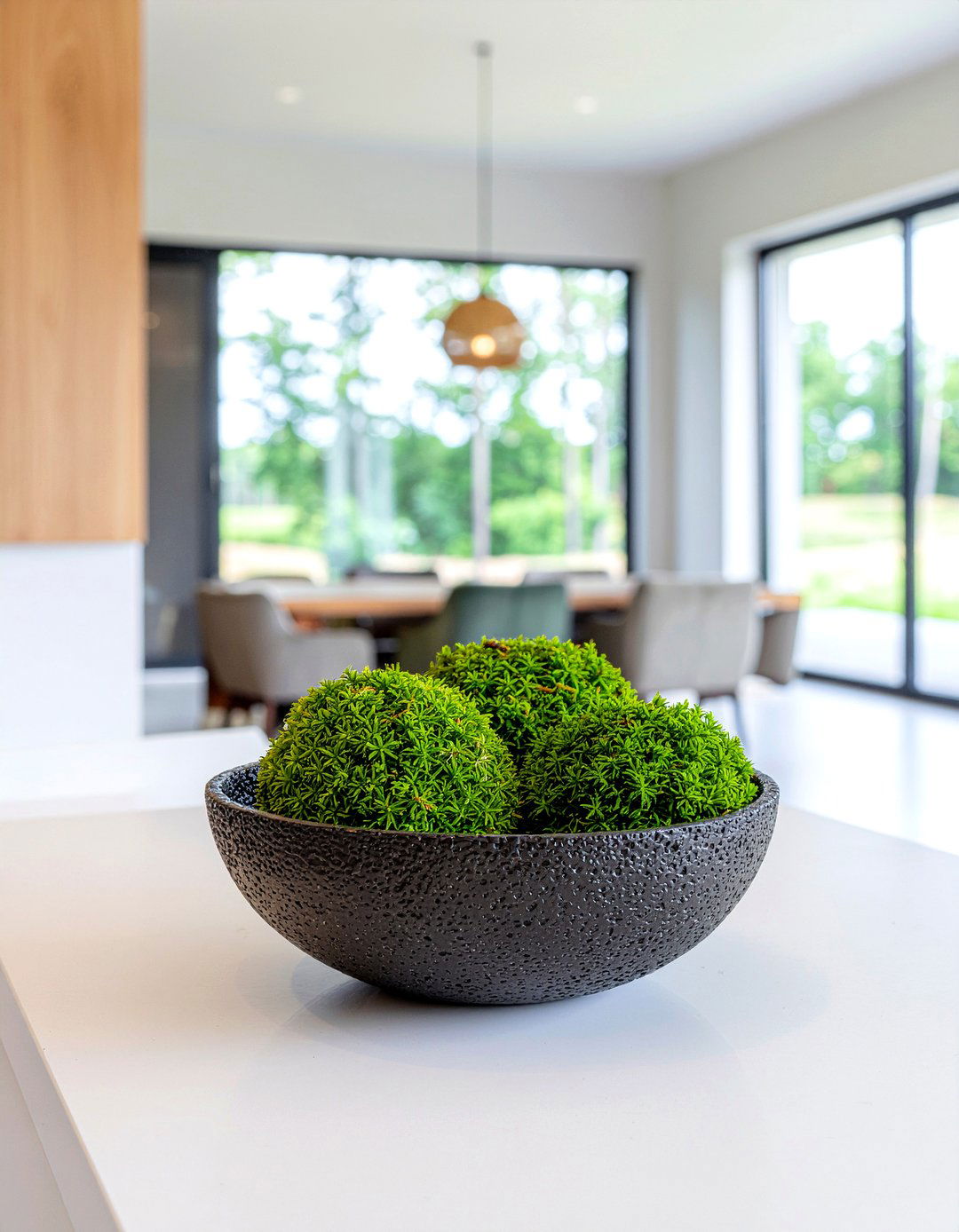 Moss Ball Bowl - 30 minimalist centerpiece dining ideas