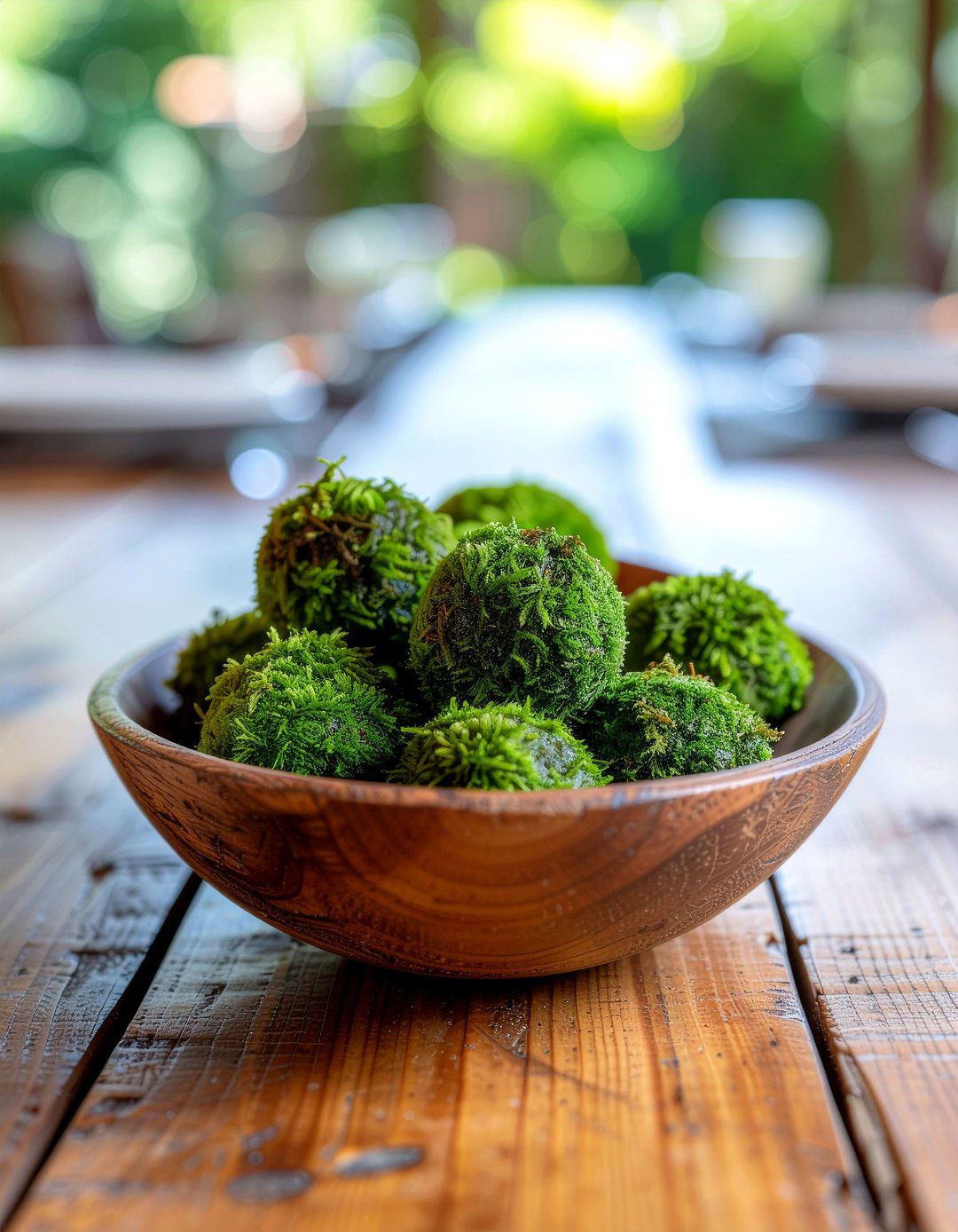 Moss Balls - 30 dining room centerpiece ideas
