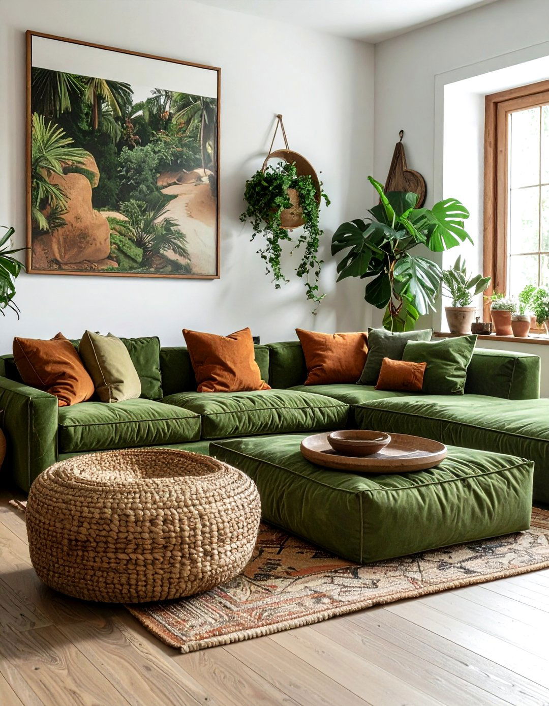 Moss Green Boho Living Room - 30 bohemian green living room ideas