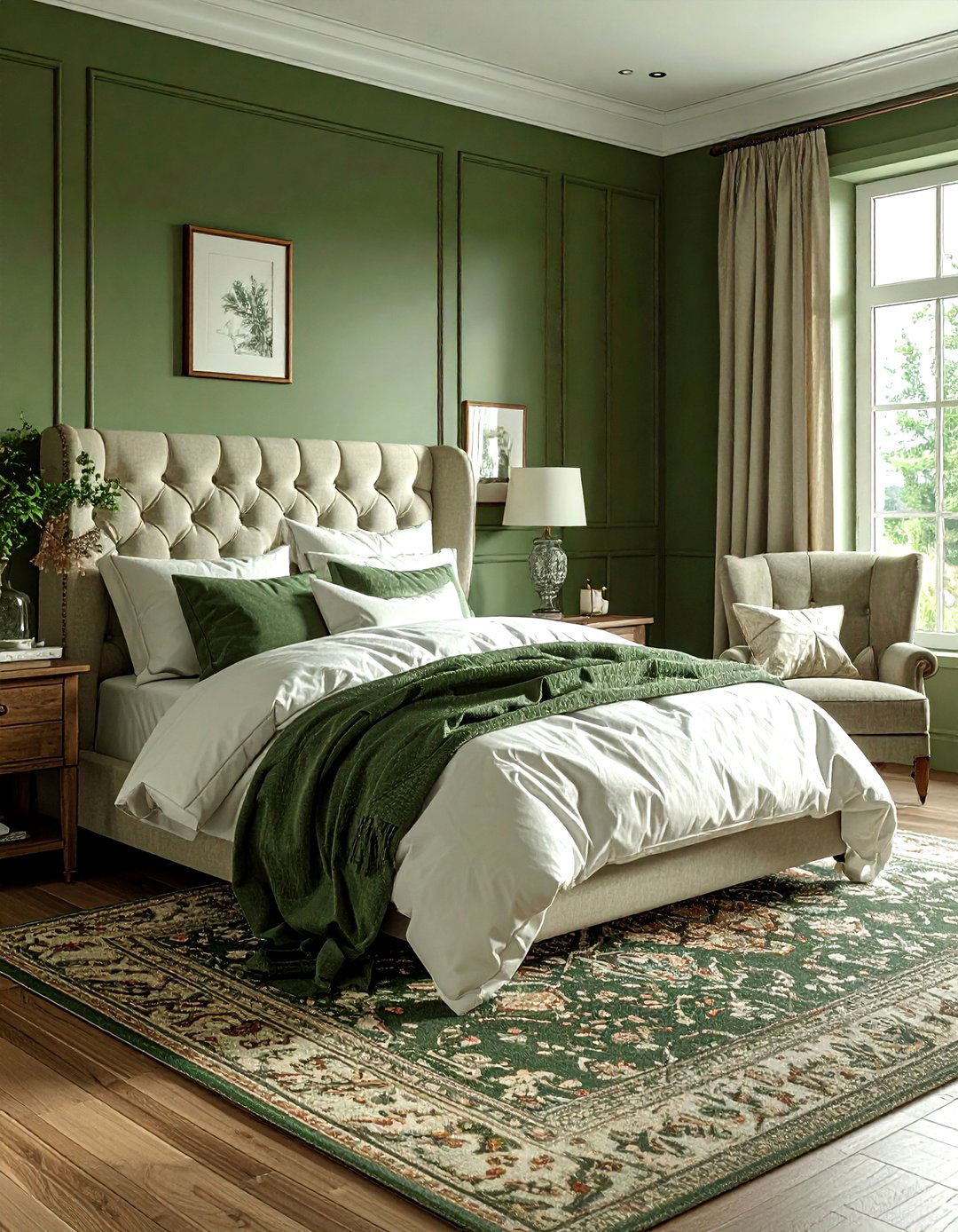 Moss Green Cozy Bedroom - 30 farmhouse green bedroom ideas