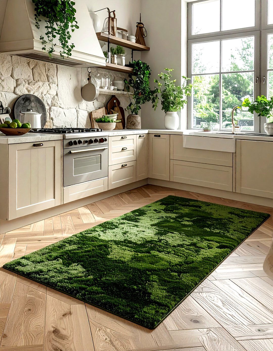 Moss Green Kitchen Rug - 30 green kitchen decor ideas