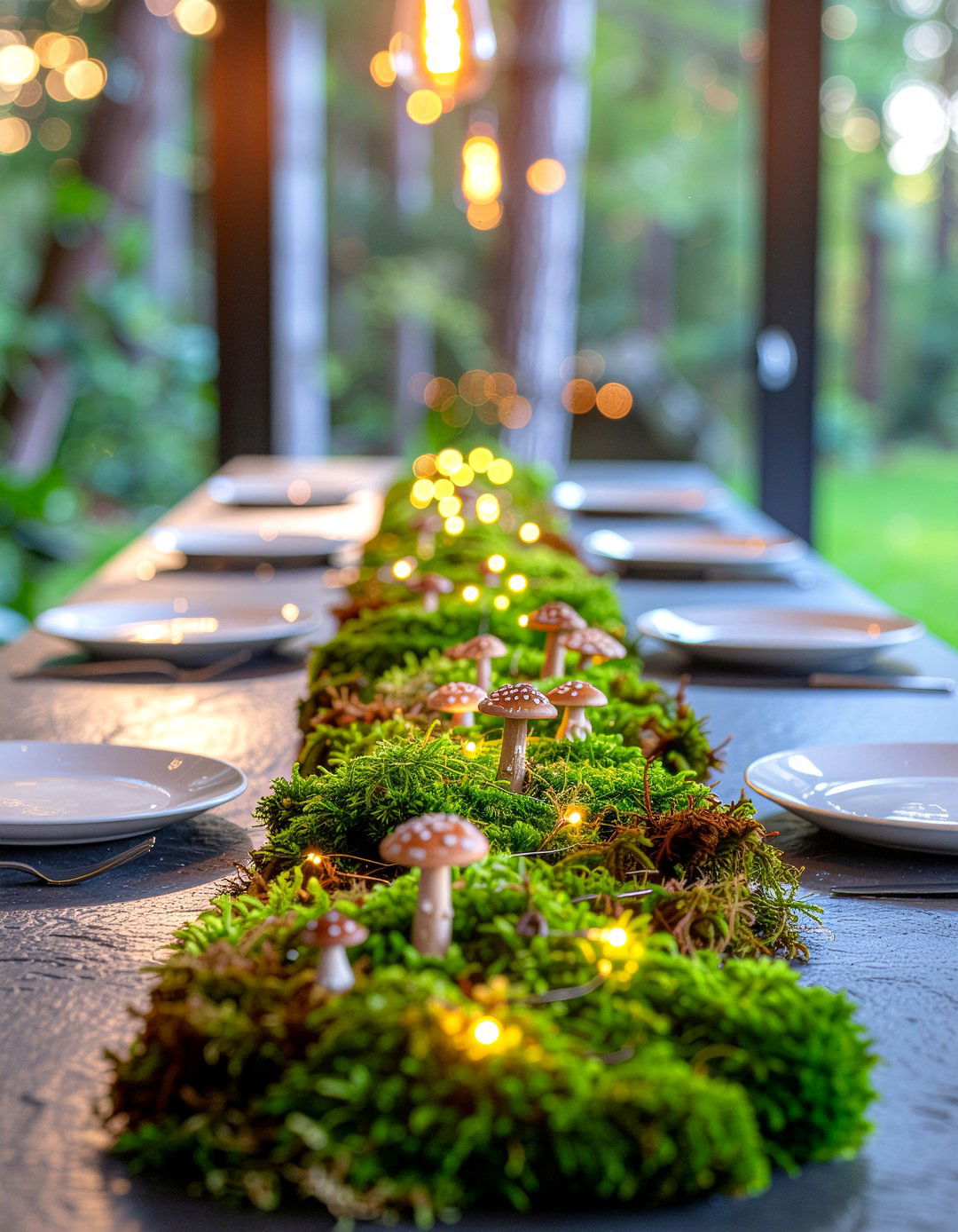 Moss Table Runner - 30 runner centerpiece dining ideas