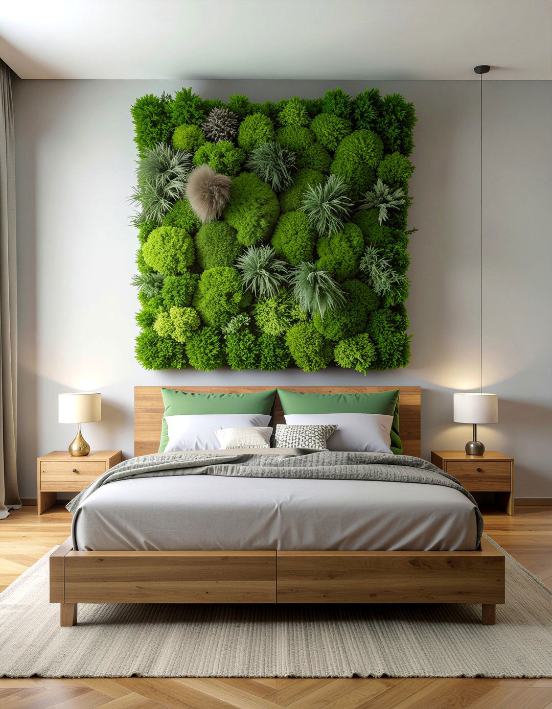 Moss Wall Decor - 30 garden themed bedroom ideas