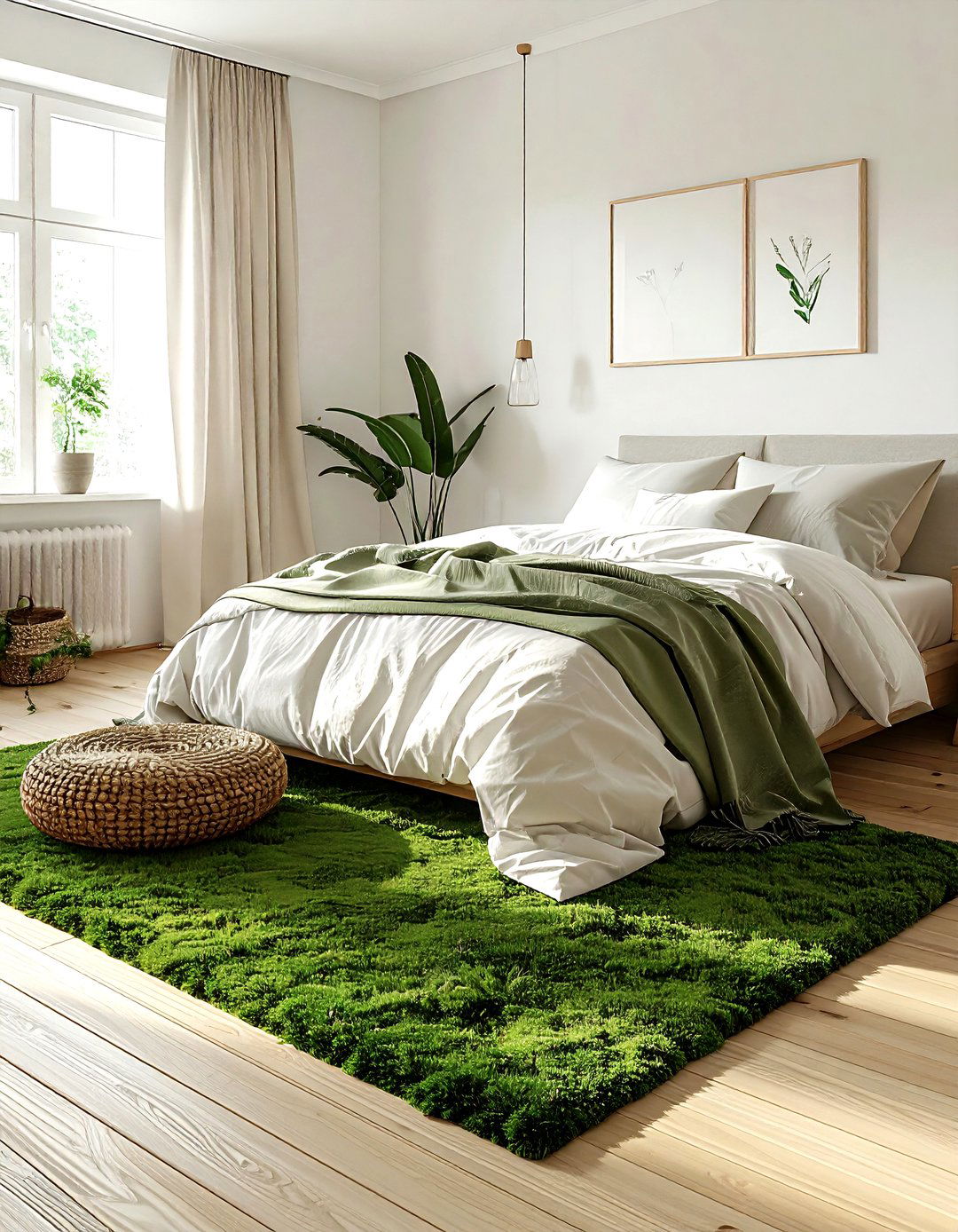 Moss green area rug - 30 green decor ideas