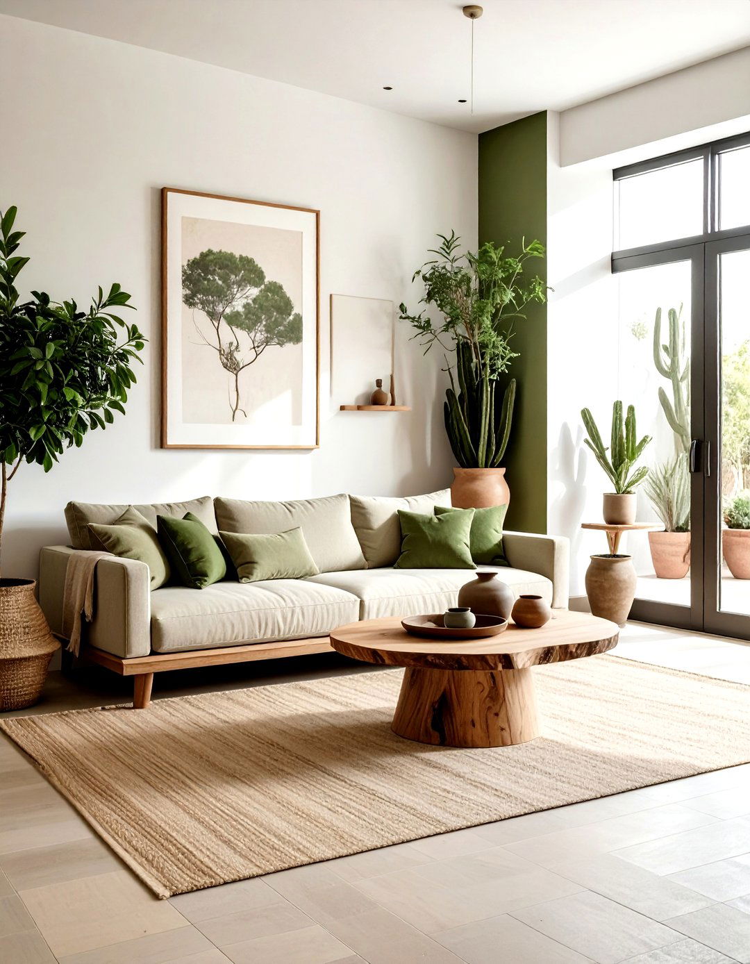 Moss green earthy living room - 30 green living room decor ideas