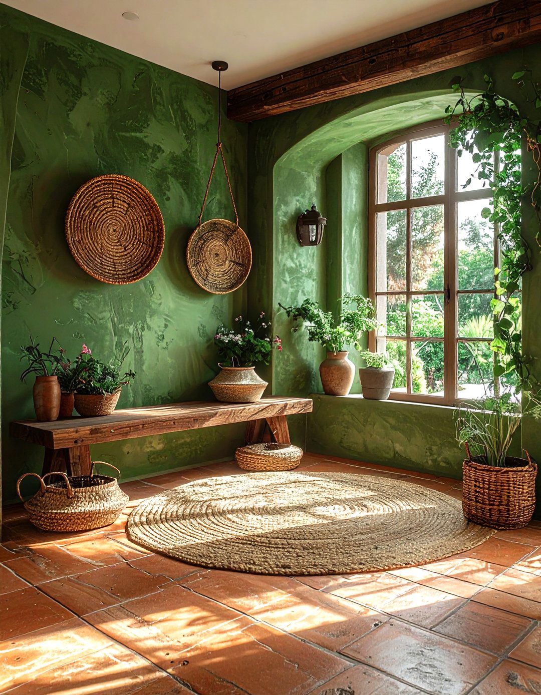 Moss green entryway - 30 green paint color ideas