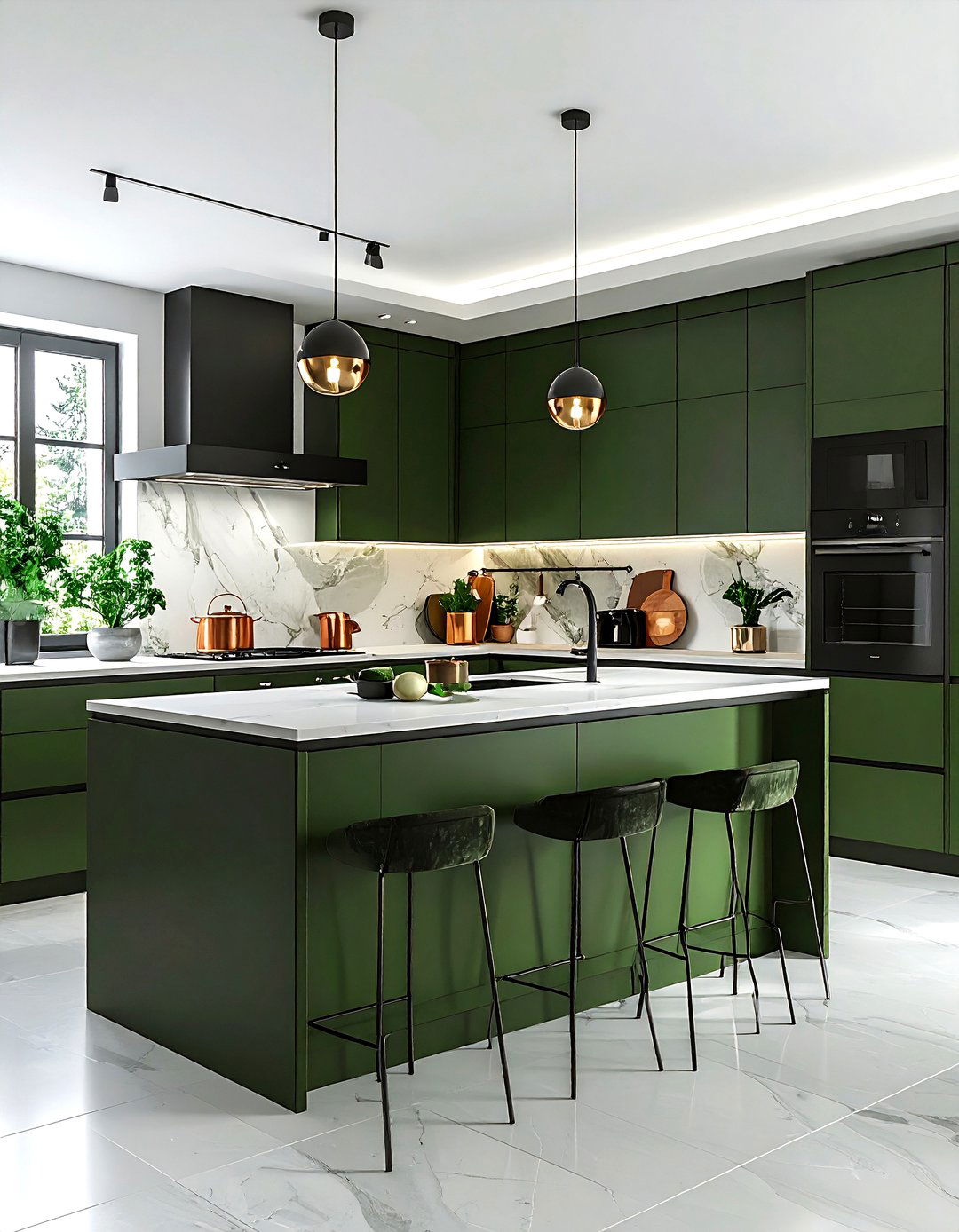 Moss green kitchen - 30 cool green kitchen ideas