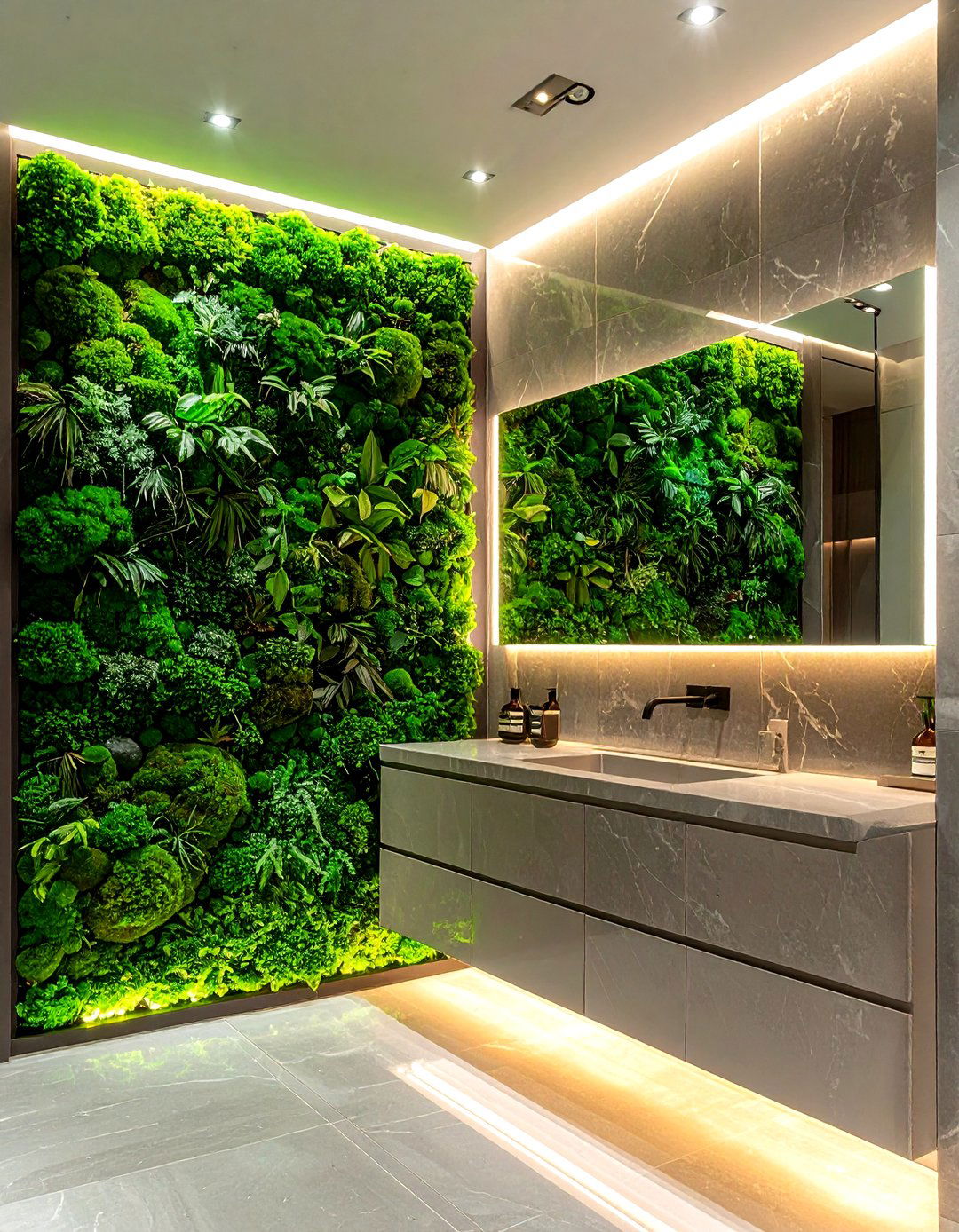 Moss wall bathroom - 30 bathroom plant accent ideas