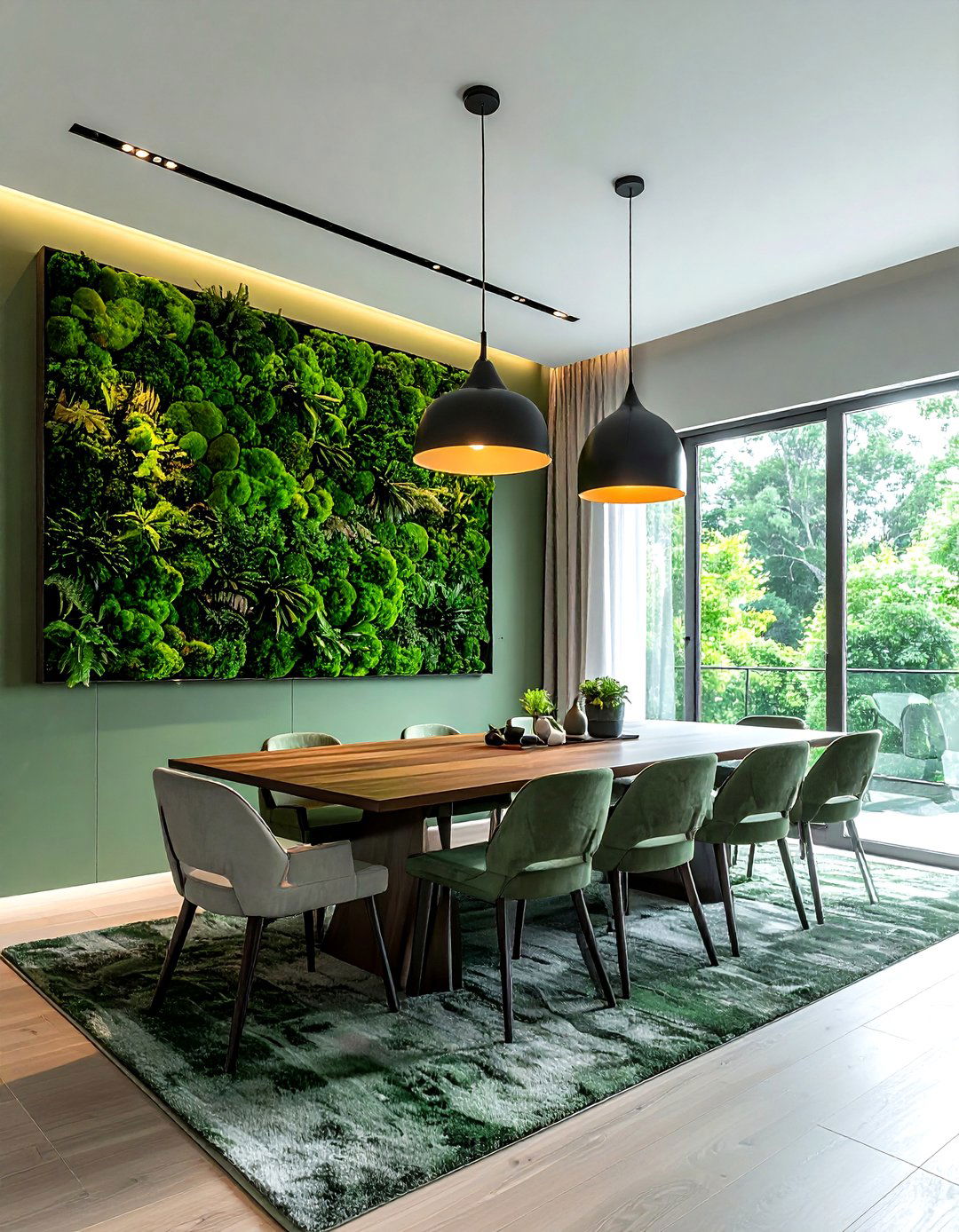 Moss wall dining room - 30 nature-inspired dining room ideas