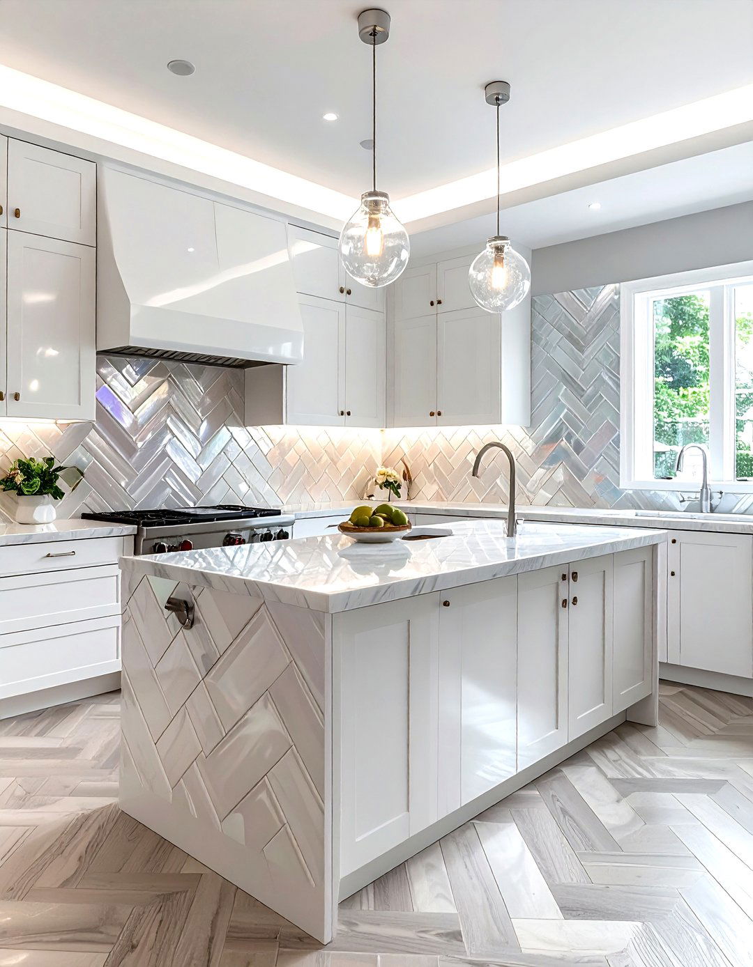 Mother Of Pearl Chevron - 30 chevron backsplash kitchen ideas