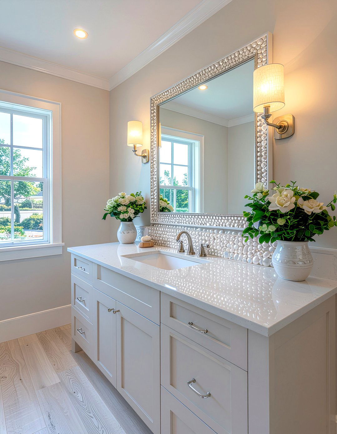 Mother of pearl backsplash - 30 mosaic bathroom ideas