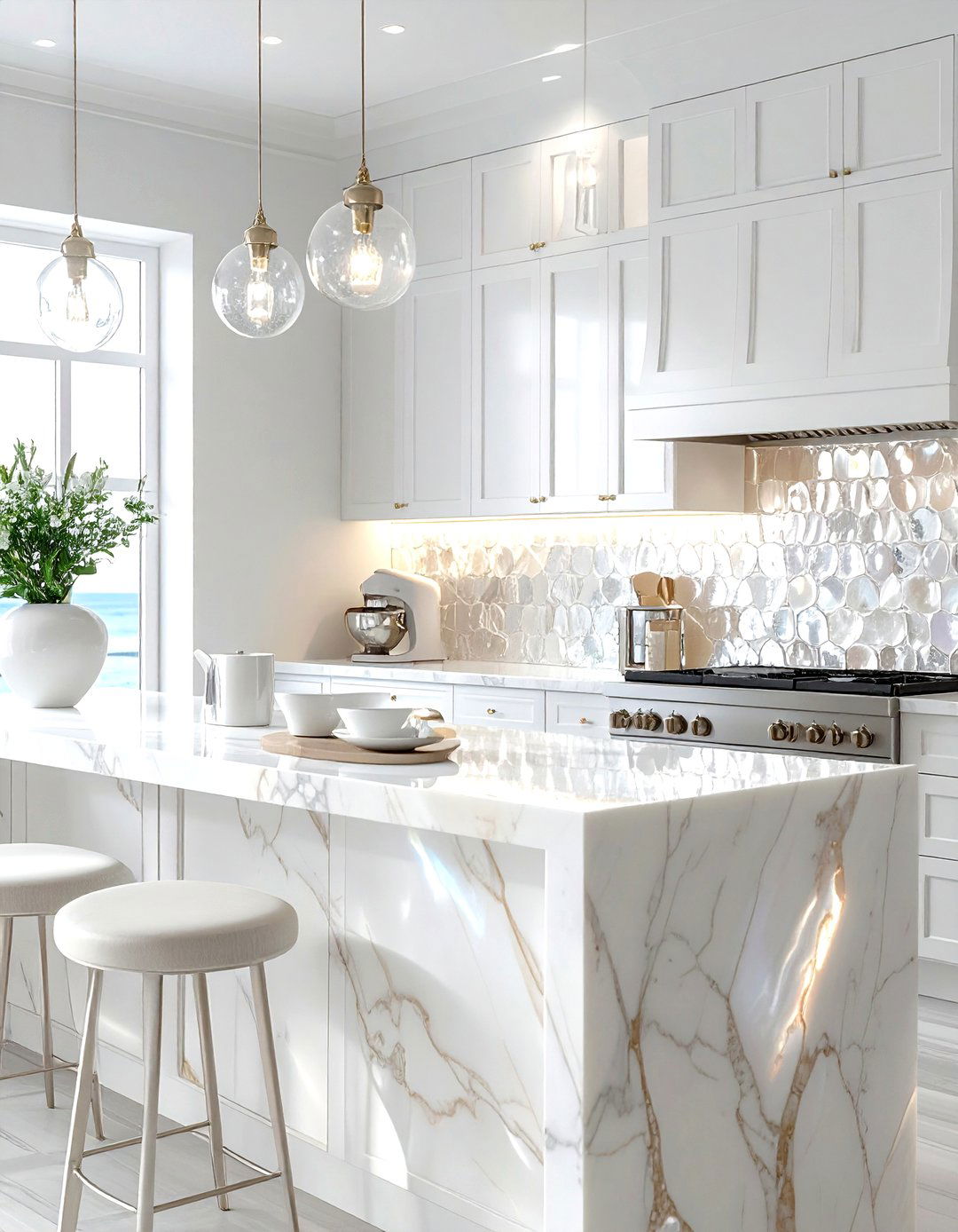 Mother of pearl backsplash - 30 living room backsplash ideas