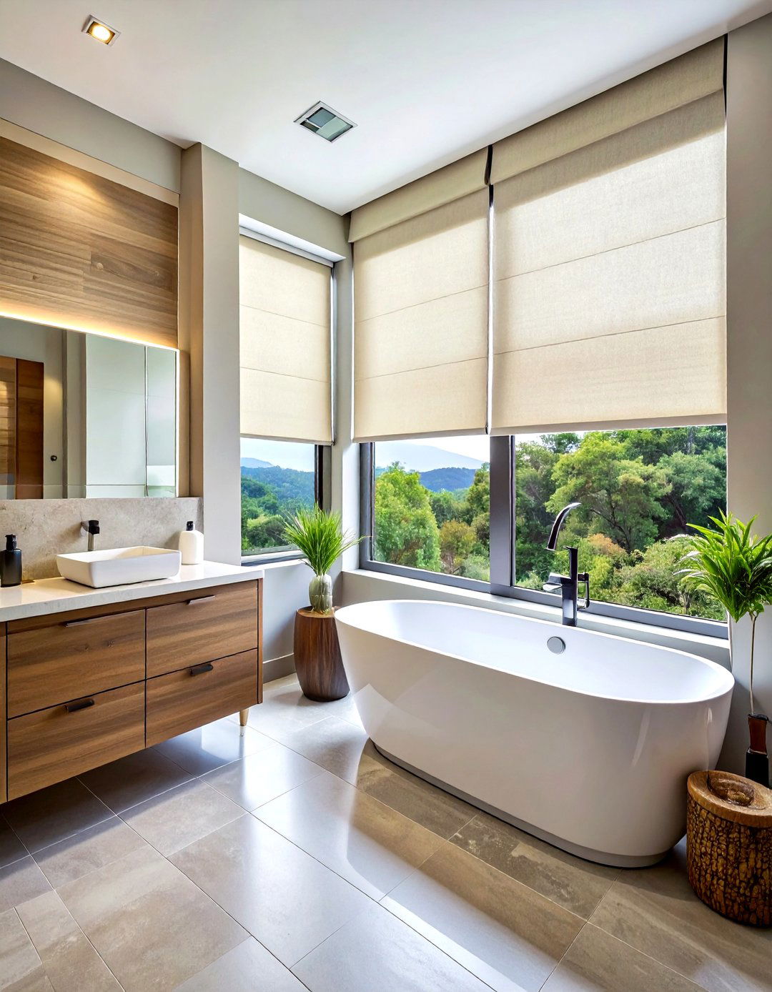 Motorized Bathroom Shades - 30 bathroom window ideas