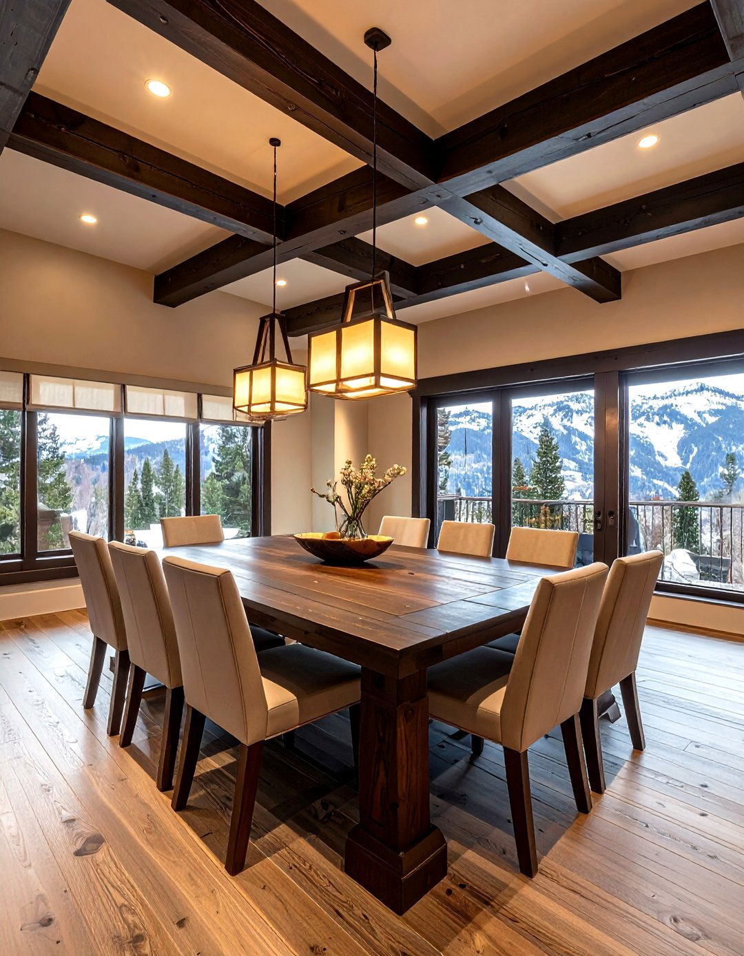 Mountain Dining Room Wood Beams - 30 mountain dining room ideas