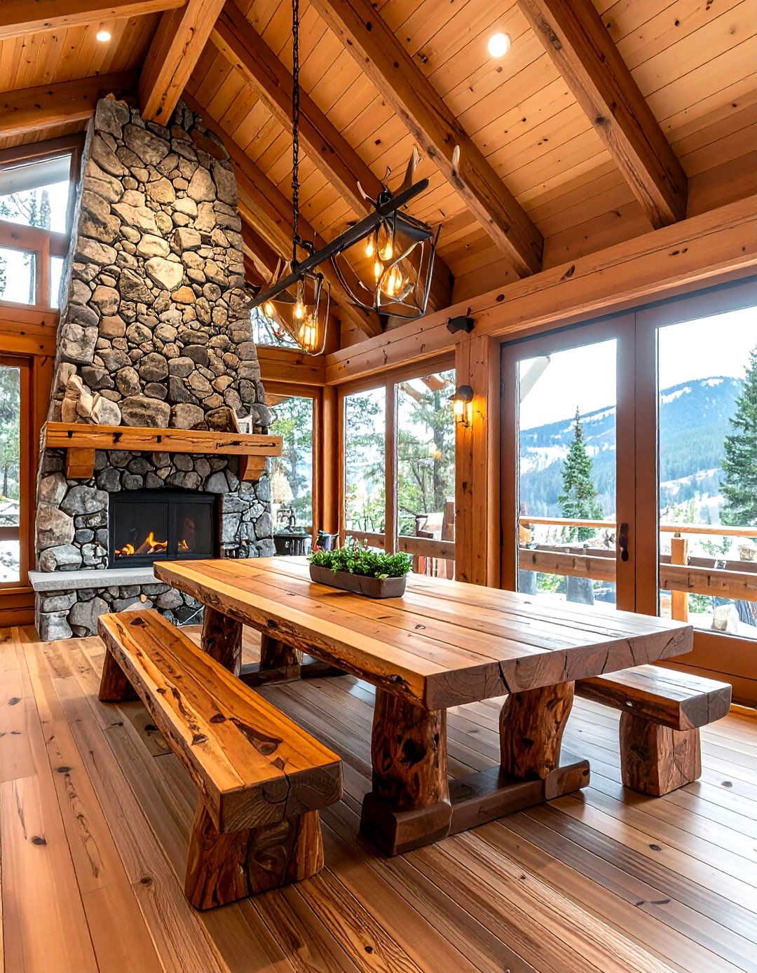 Mountain Lodge Screened Porch - 30 screened porch dining ideas