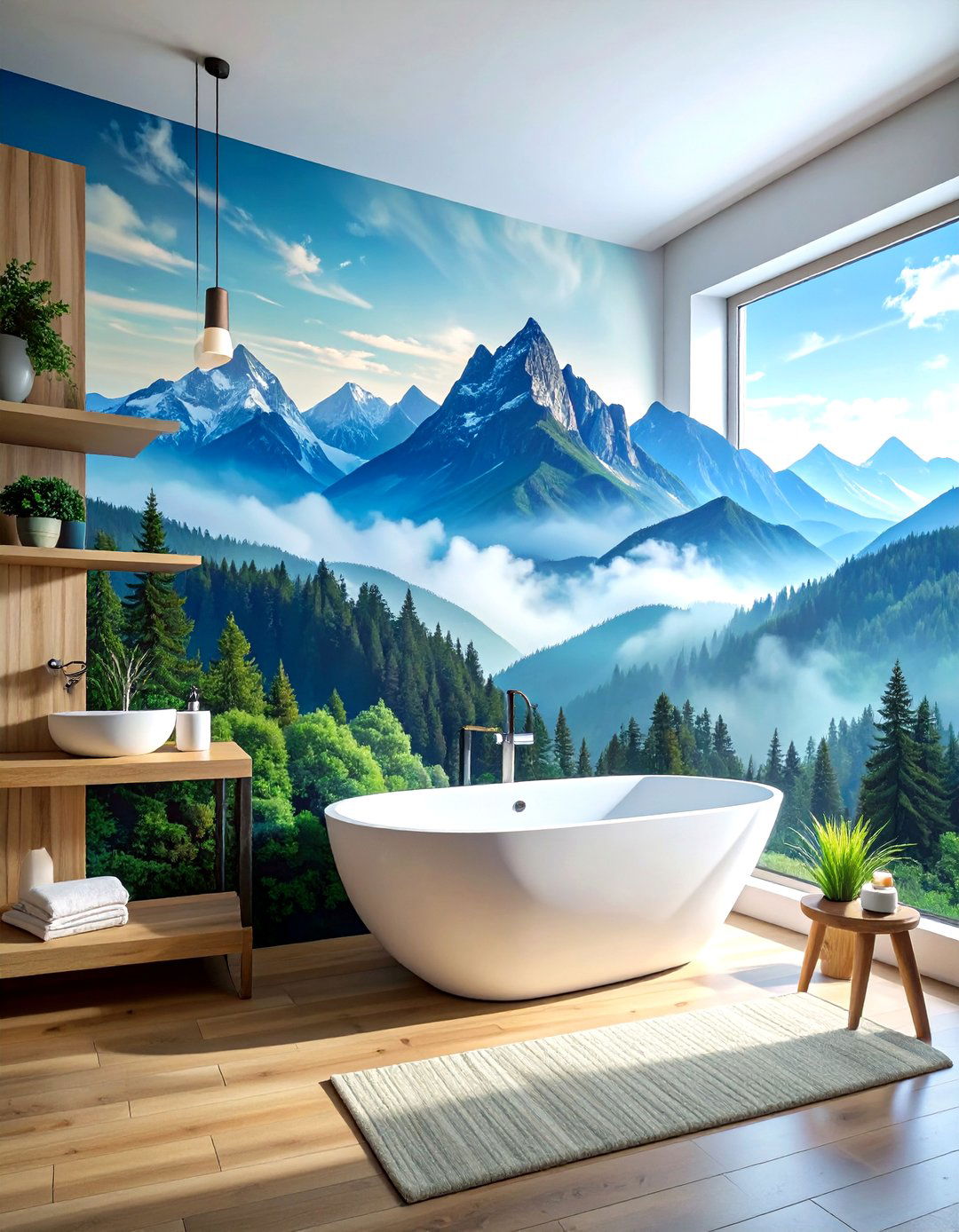 Mountain Mural Wall Decor - 30 boys bathroom ideas