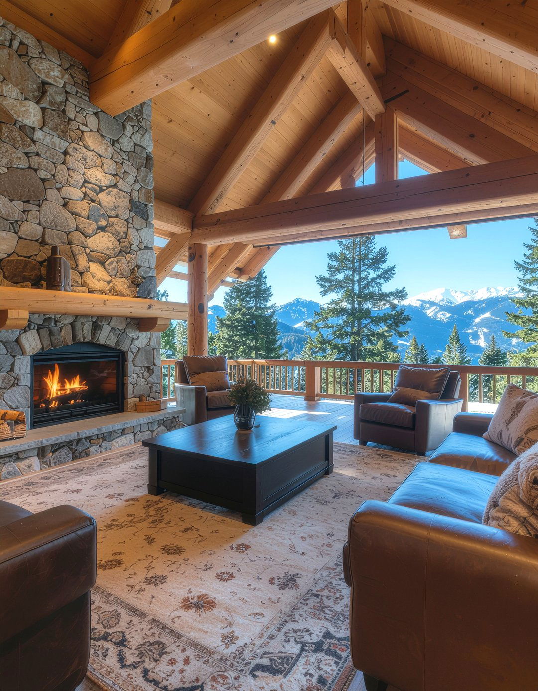 Mountain Timber Frame - 30 living room timber frame ideas