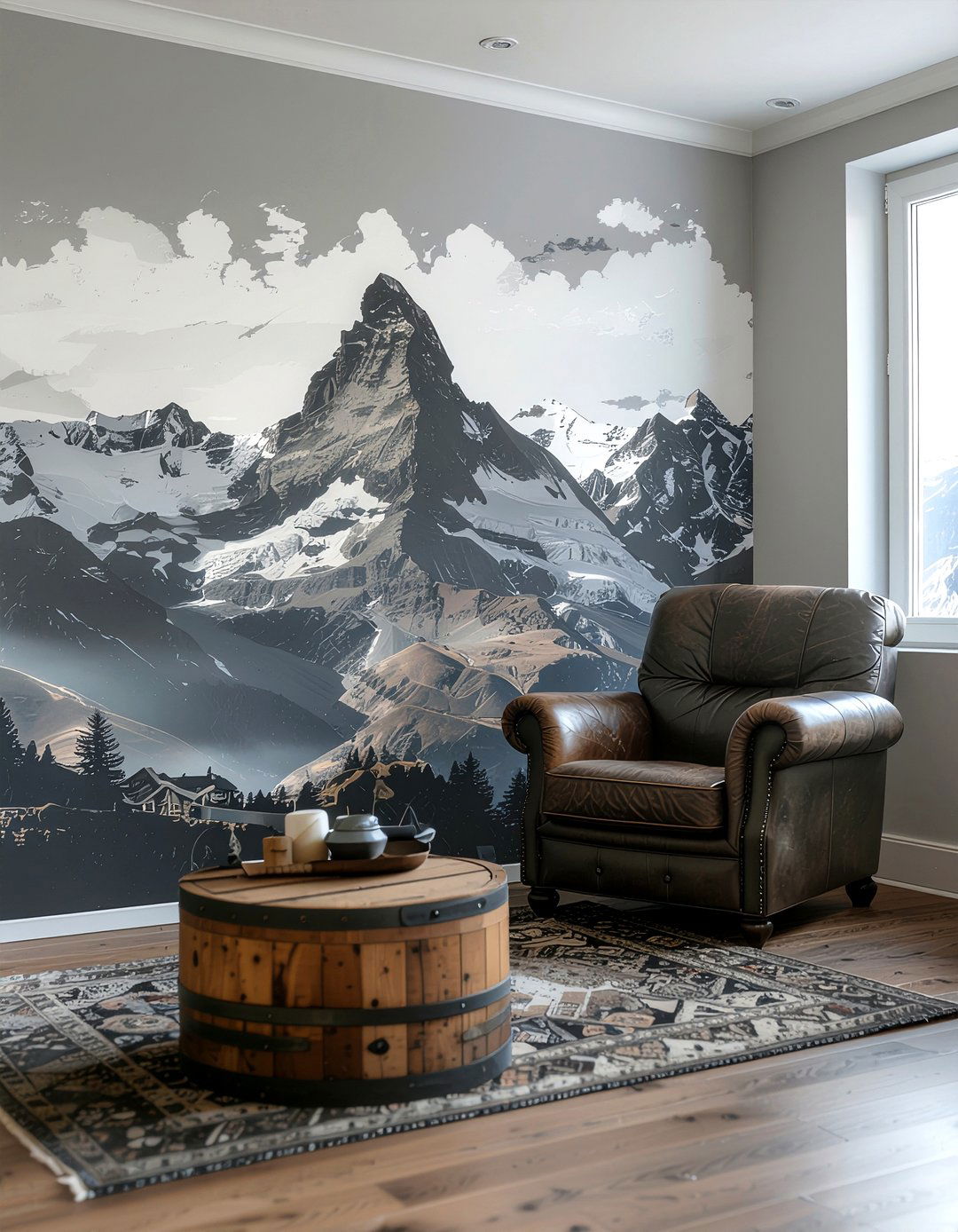 Mountain wall stencil - 30 living room wall stencils