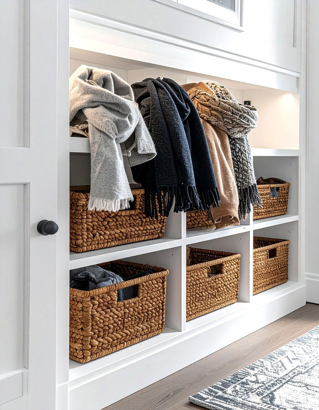 Mudroom Cubby Organization - 30 rattan basket ideas