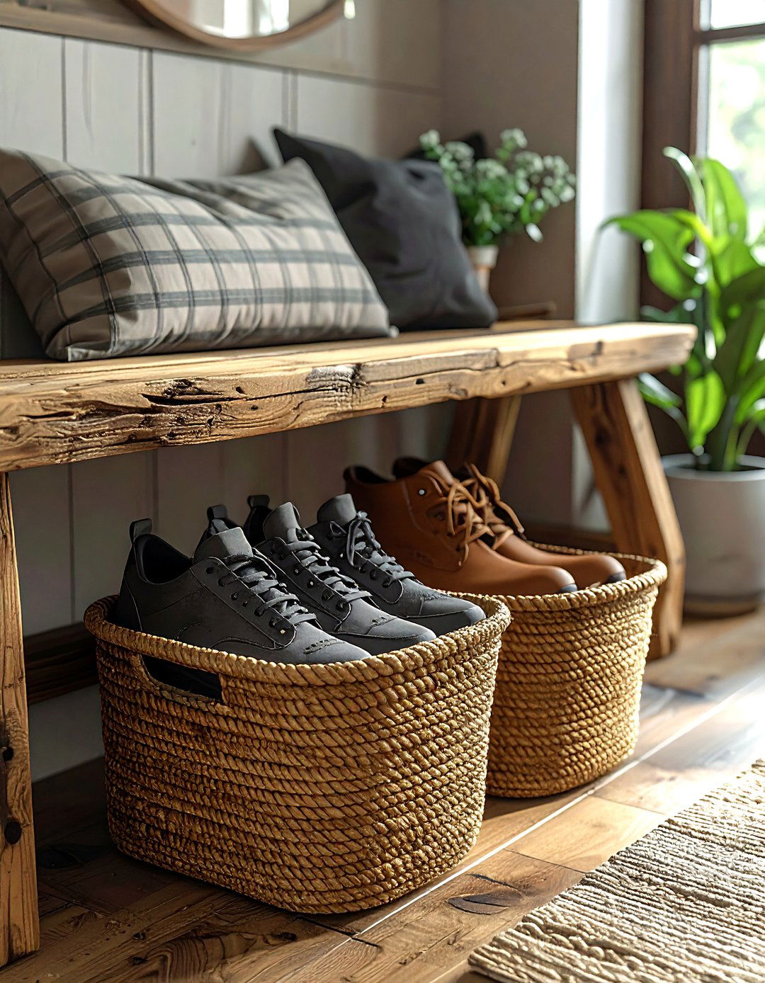 Mudroom Shoe Basket - 30 storage basket ideas