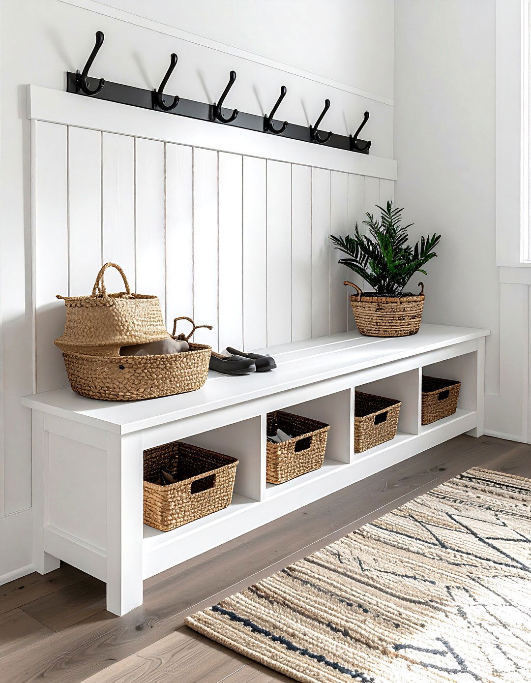 Mudroom Storage Bench - 30 newlywed decor ideas