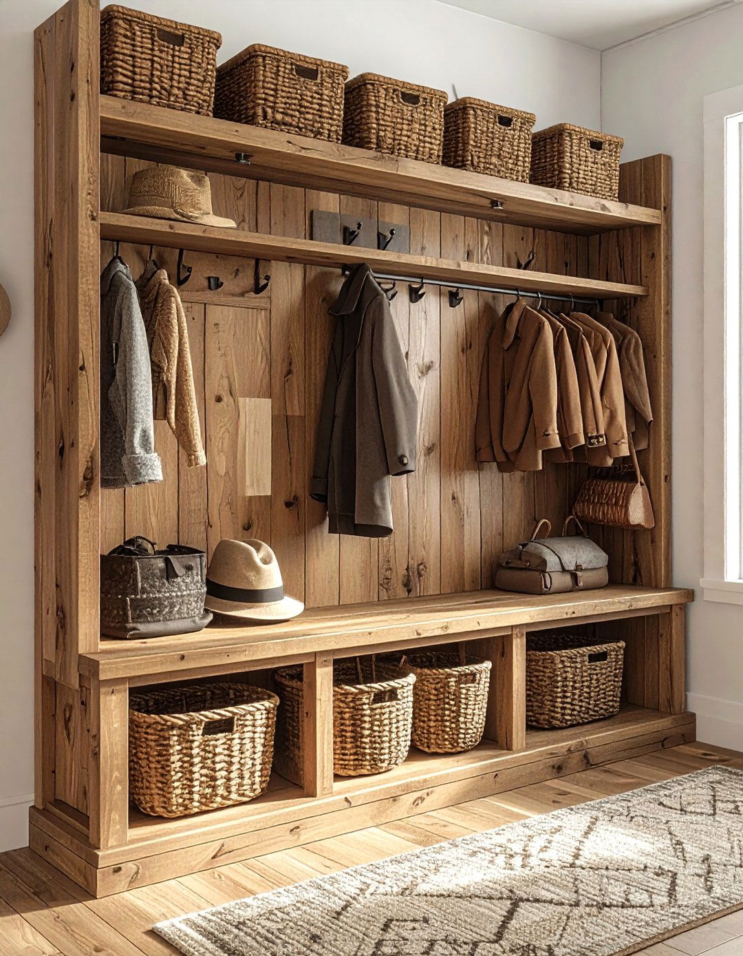 Mudroom Storage Shelf - 30 wall shelf decor ideas