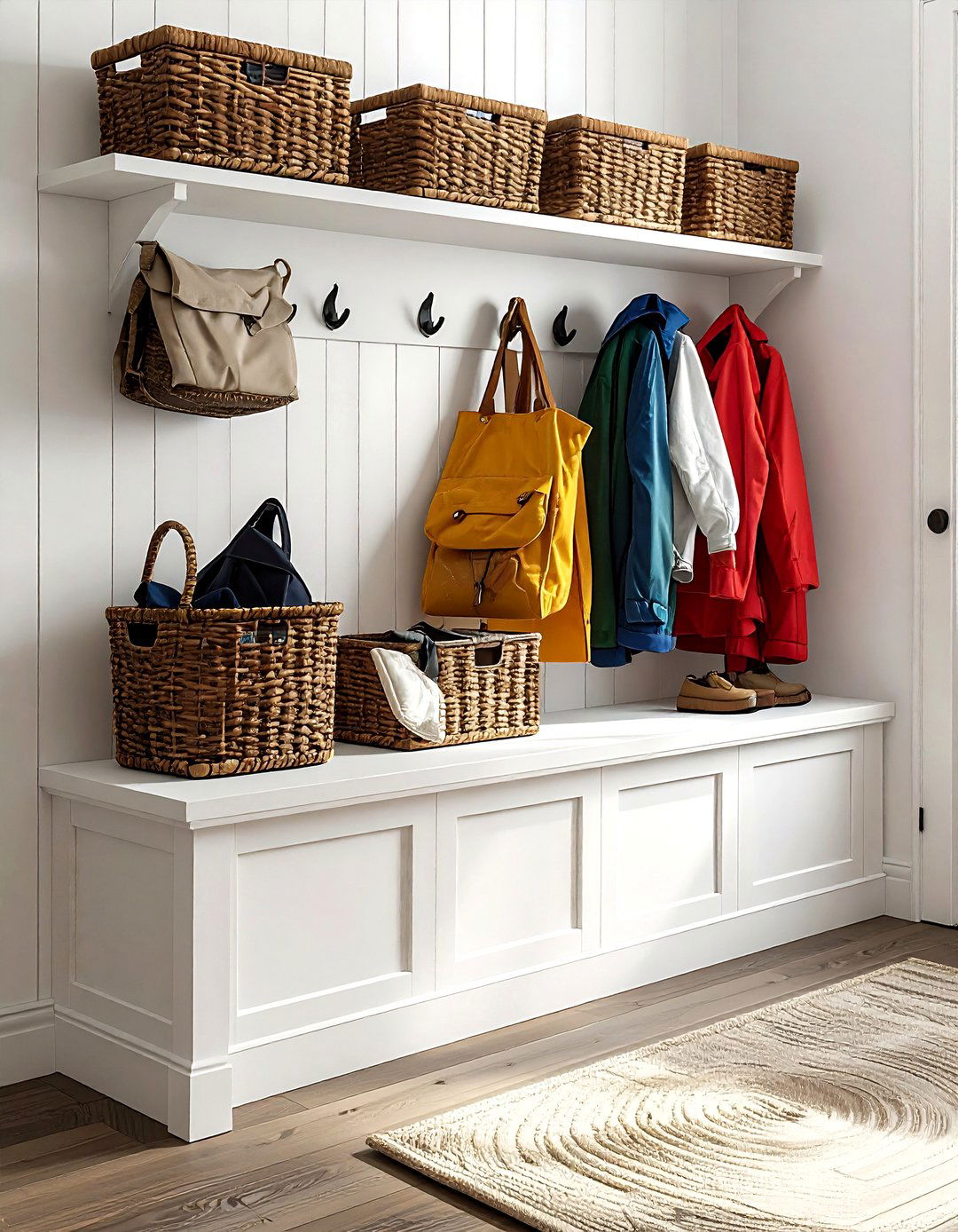 Mudroom cubby storage bench - 30 weekend decor project ideas