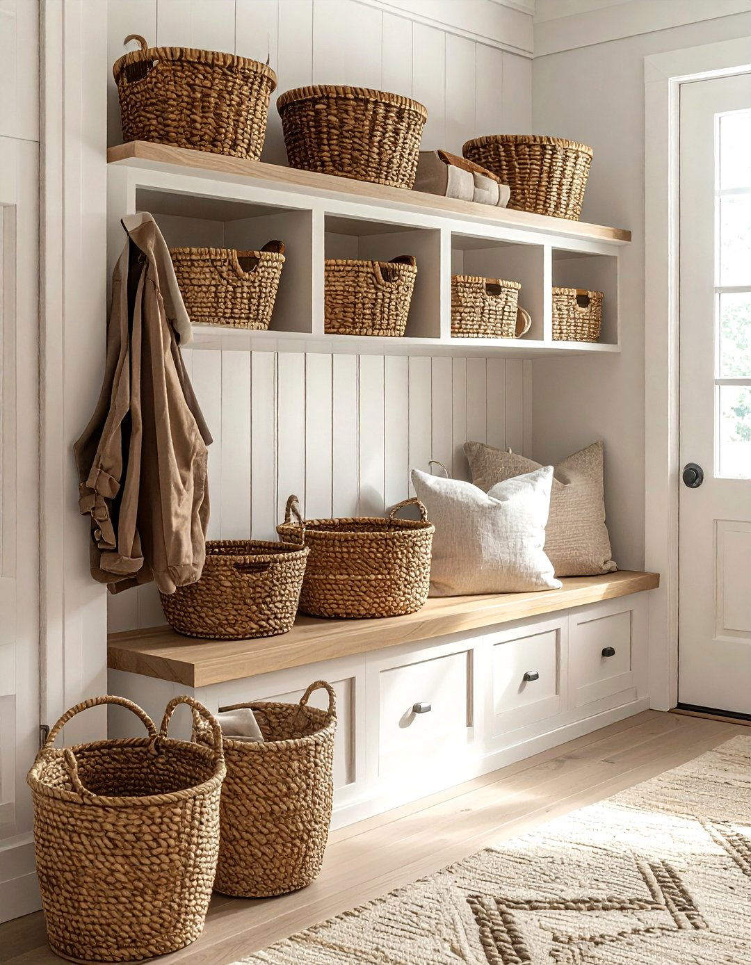 Mudroom wicker baskets - 30 mudroom decor ideas