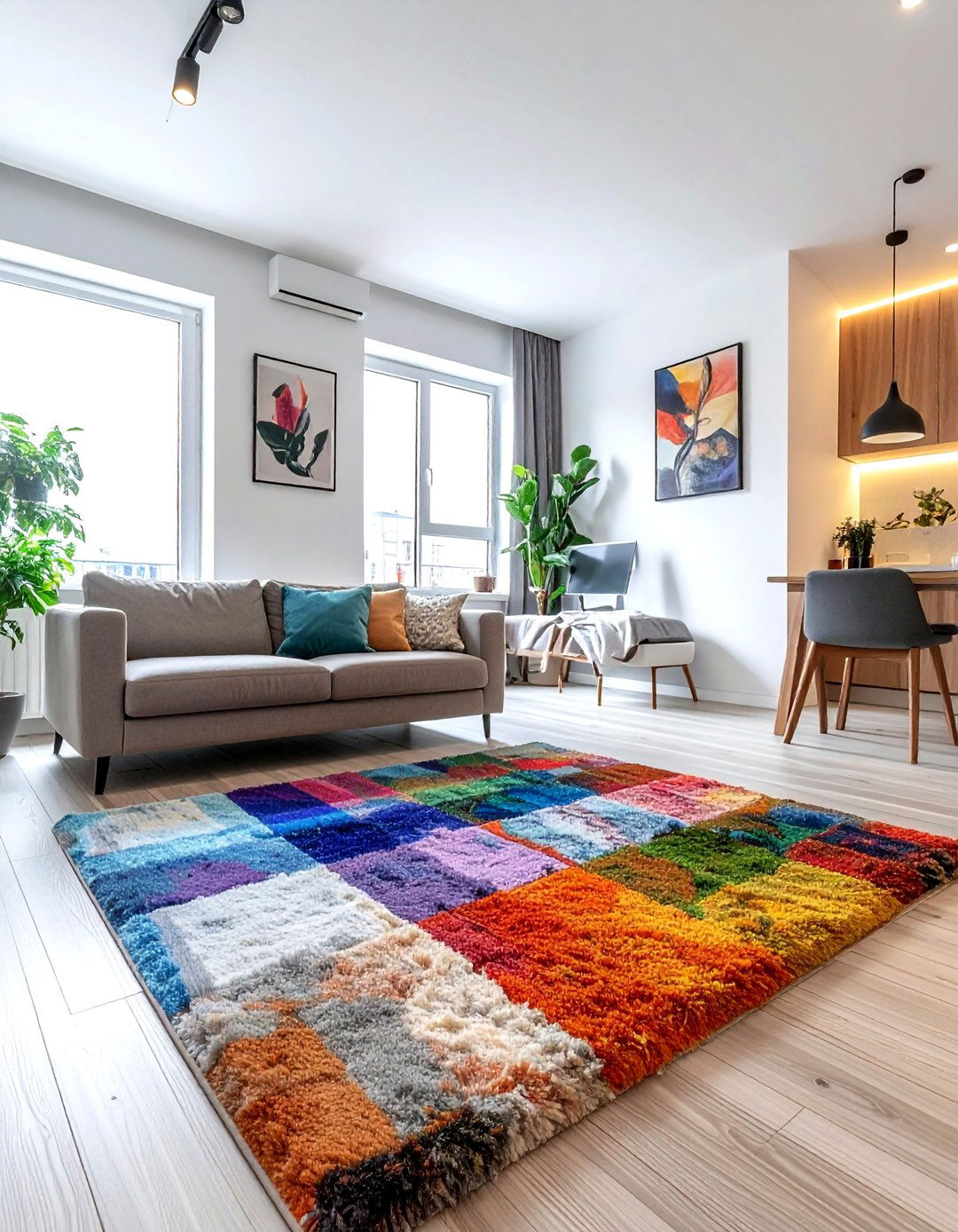 Multi Color Shag Rug Studio Apartment - 30 shag rug ideas
