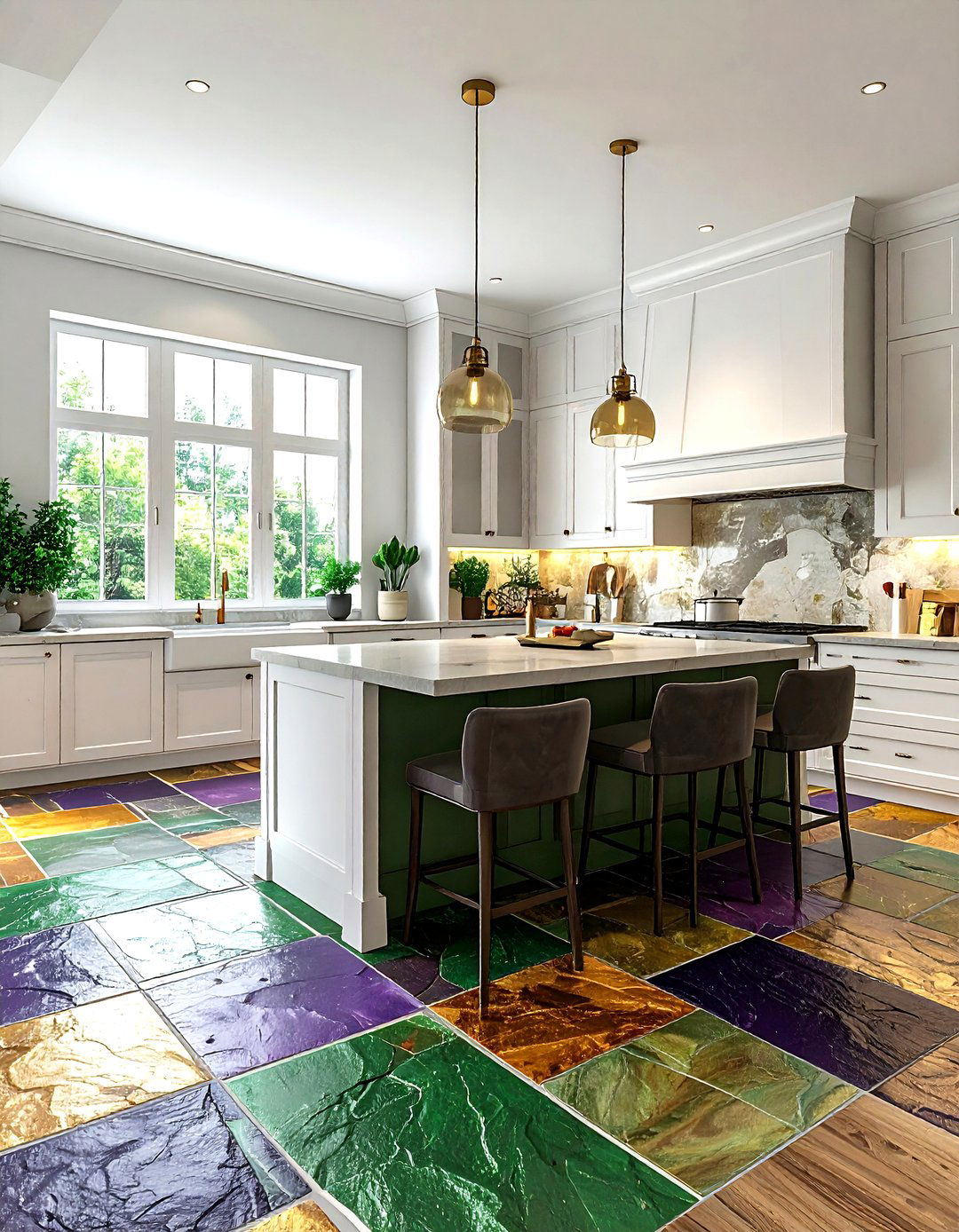 Multi Color Slate - 30 kitchen floor design ideas