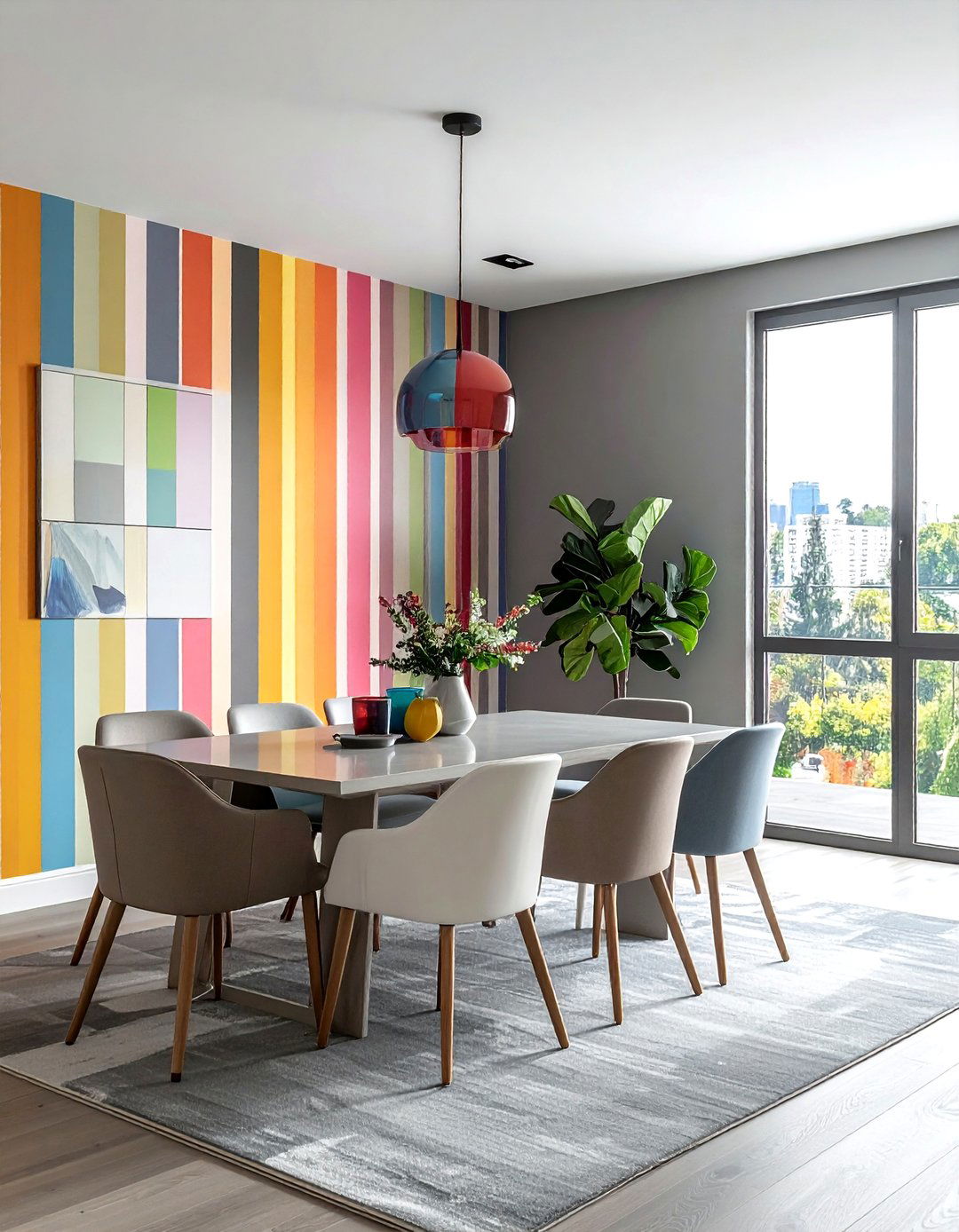 Multi Color Striped Wallpaper Dining Room - 30 striped wallpaper dining room ideas