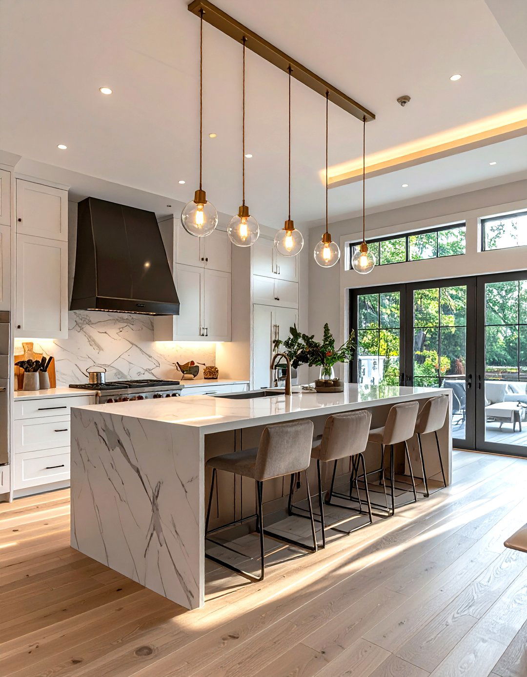 Multi Light Linear Pendant - 30 kitchen island lighting ideas