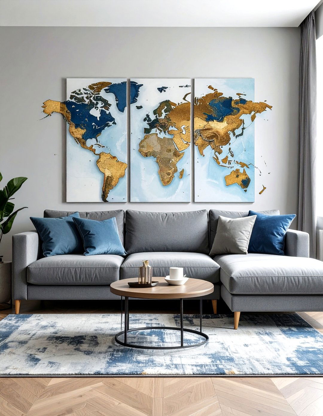 Multi Panel Canvas World Map - 30 map decor ideas